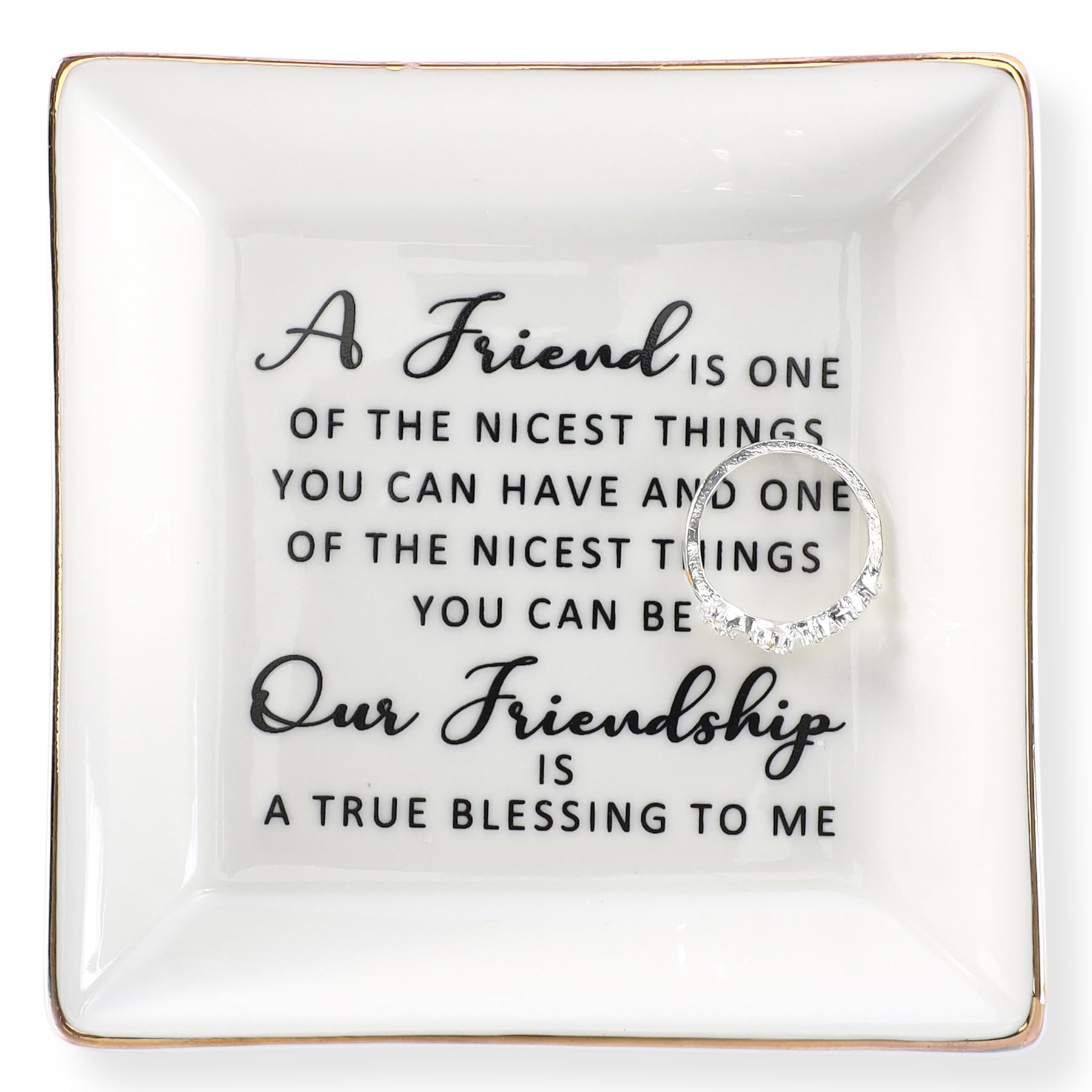 HOME SMILE Ceramic Ring Dish - Elegant Jewelry Tray for Rings, Earrings & Small Accessories - Perfect Gift for Mom, Sister & Friends - Bathroom, Bedroom & Vanity Organizer
