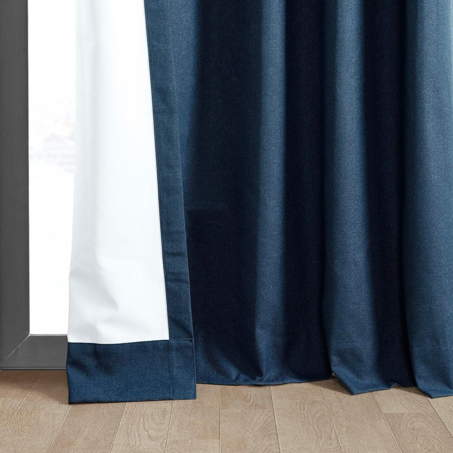 Premium Indigo Thermal Cross Linen Blackout Curtains - Energy Efficient Room Darkening Window Treatments for Bedroom, Living Room & Nursery - Noise Reducing & Insulated Home Decor