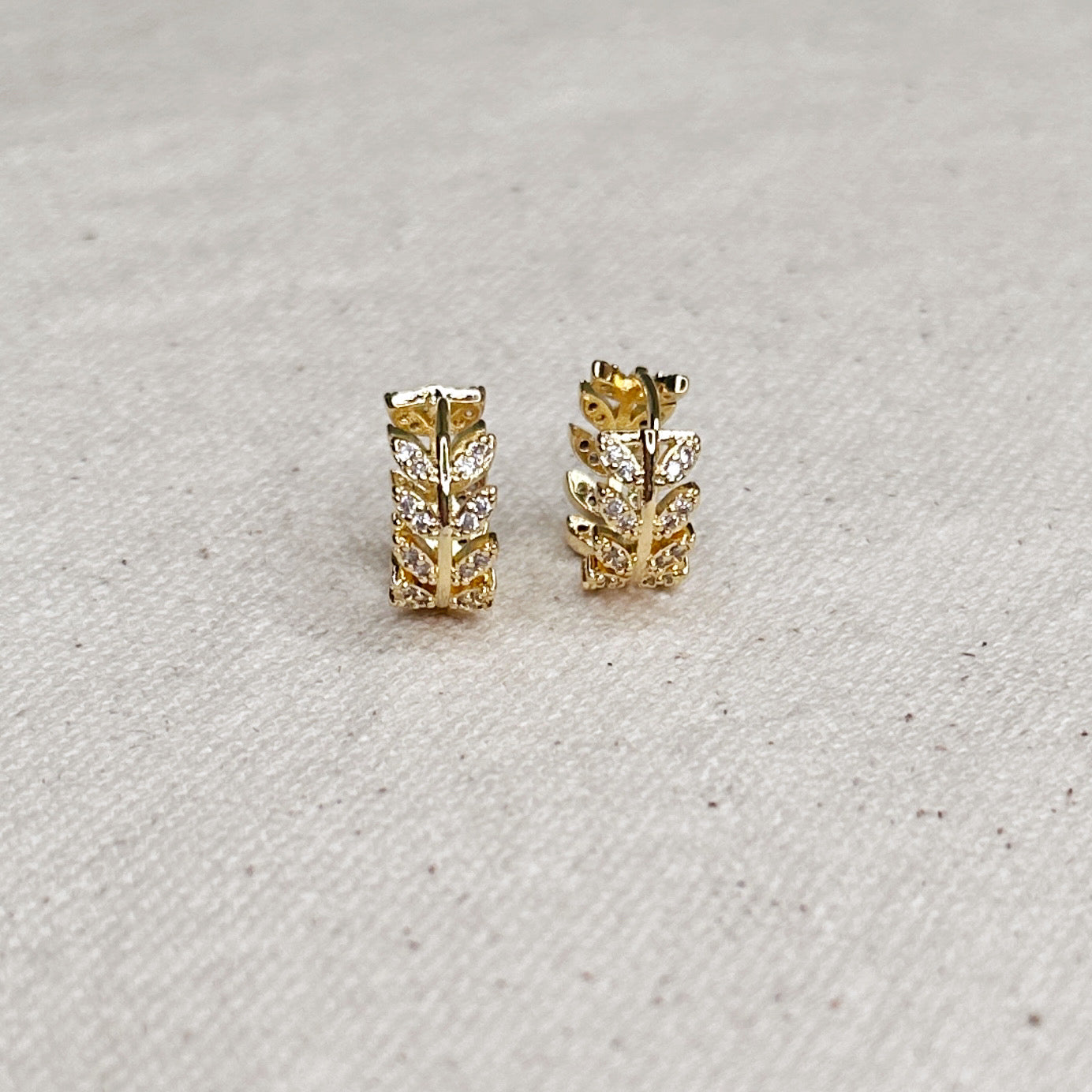 18K Gold Filled Cubic Zirconia Leaf Clicker Hoop Earrings for Women - Trendy Boho Chic Jewelry for Everyday Wear & Special Occasions
