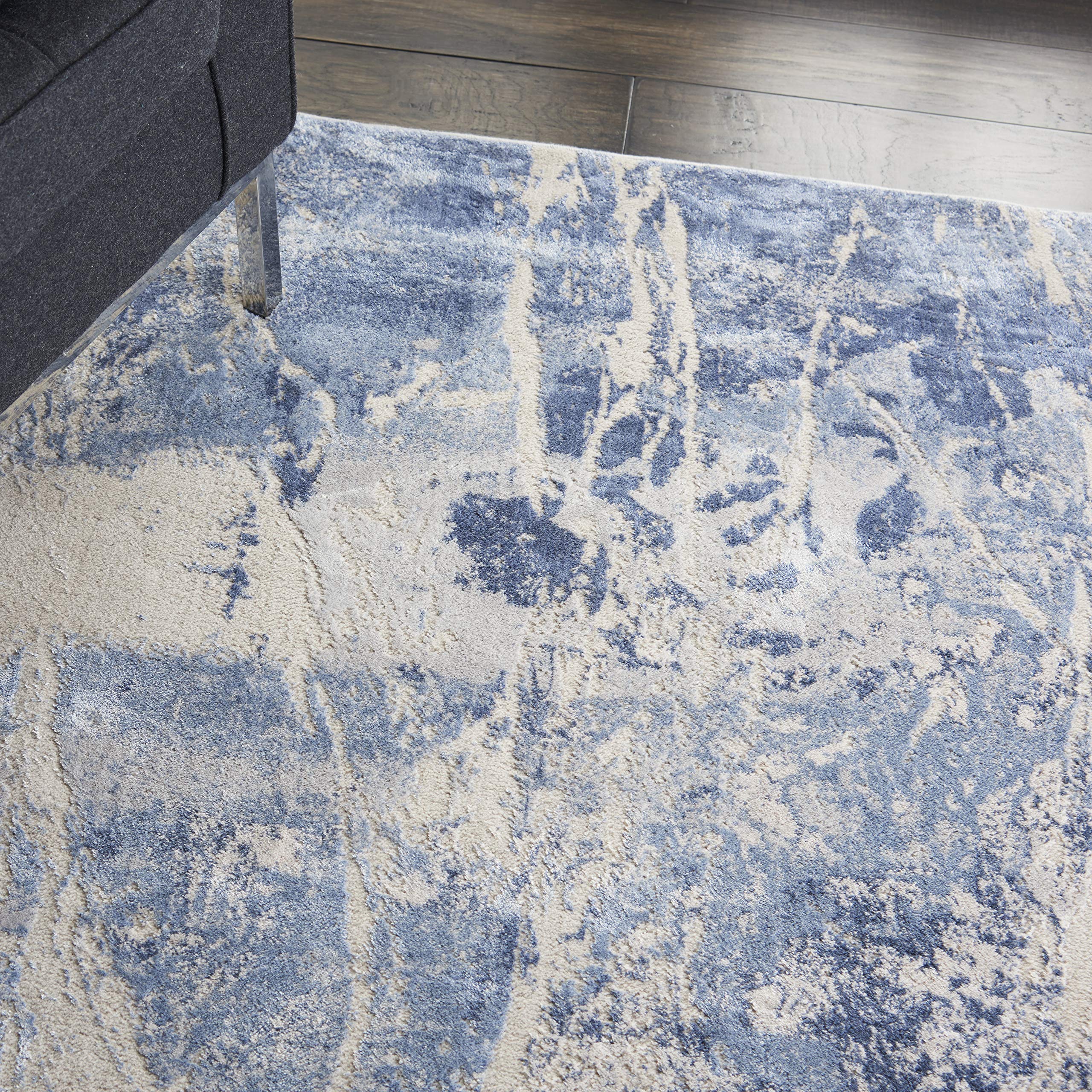 Nourison Sleek Textures Abstract Blue/Cream 3'11