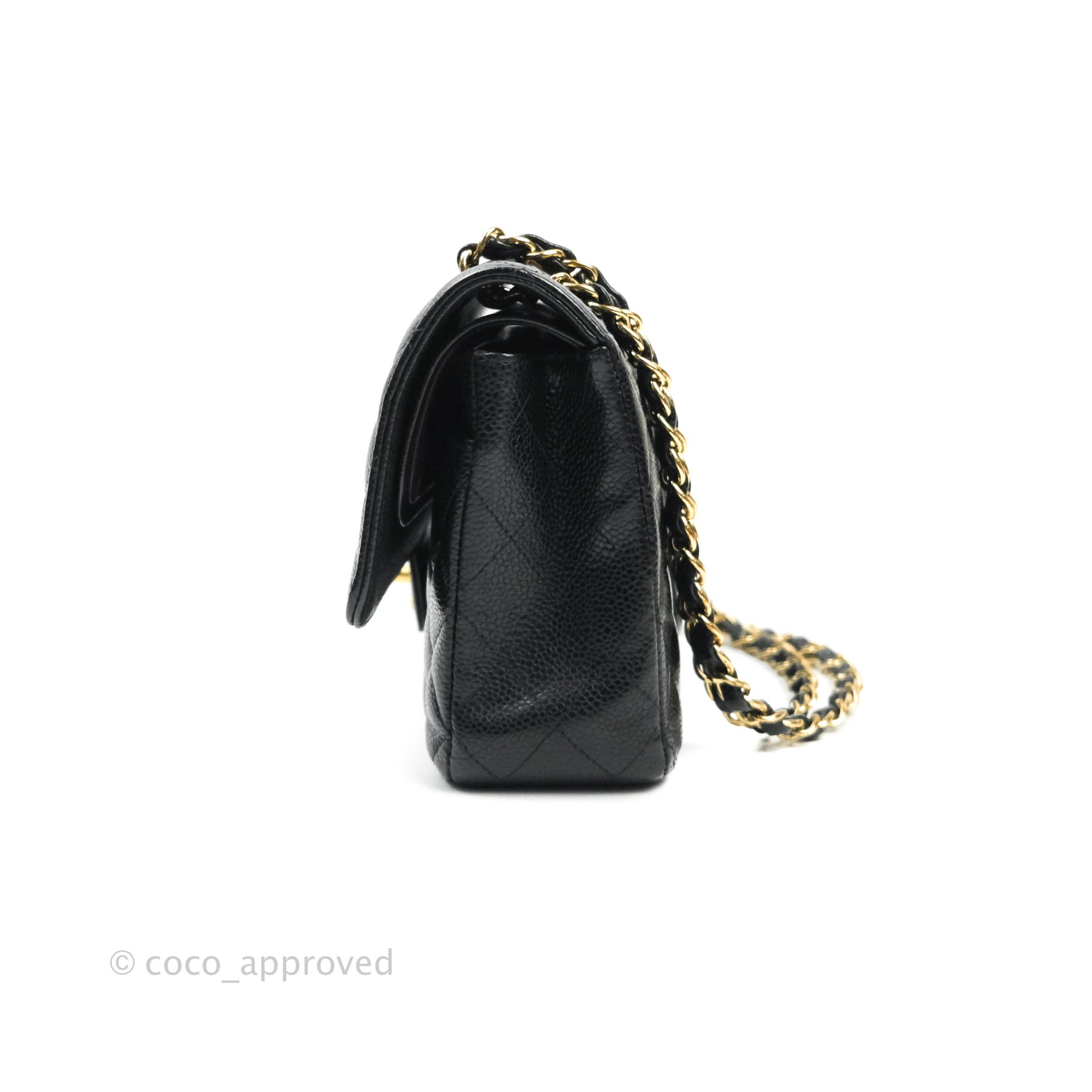 Chanel Classic Medium Double Flap Bag Black Caviar Leather with Gold Hardware - Luxury Designer Handbag for Women, Perfect for Work, Evening Events & Special Occasions