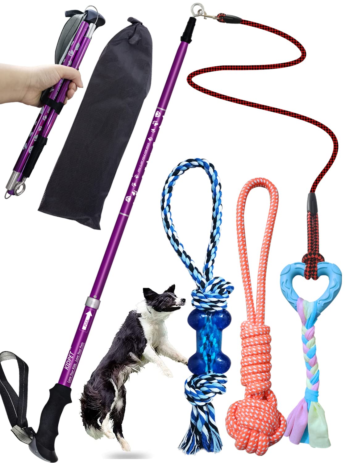 44 Inch Heavy Duty Flirt Pole for Large Breed Dogs - Interactive Dog Rope Toy with Ball & Chew Stick for Training, Exercise & Play - Perfect for Puppy Playtime, Backyard Fun & Outdoor Activities
