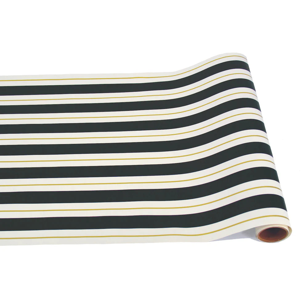 Black & Gold Awning Stripe Runner Rug 20 x 25 Feet - Perfect for Hallways, Entryways, and Outdoor Patio Decor
