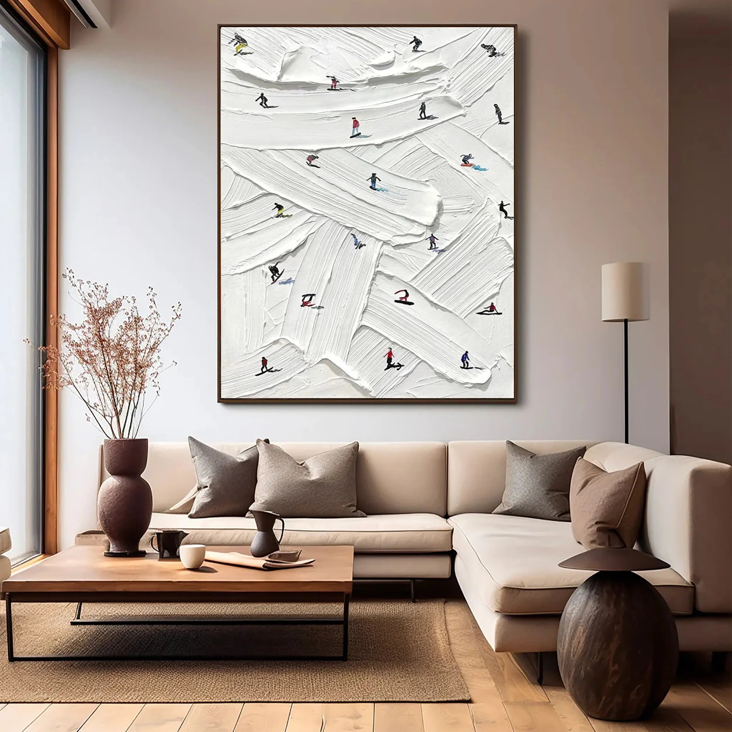 Premium Skiing Sport Art Textured Painting Canvas Wall Decor #MM216 - Perfect for Living Room, Bedroom & Ski Lodge Decor