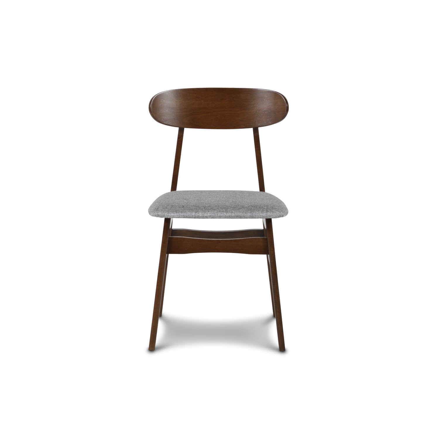 Mid-Century Modern Dining Chairs Set of 2 - Walnut Brown Wooden Frame with Light Gray Cushions, Classic Moroccan Style Furniture for Dining Room, Kitchen or Breakfast Nook