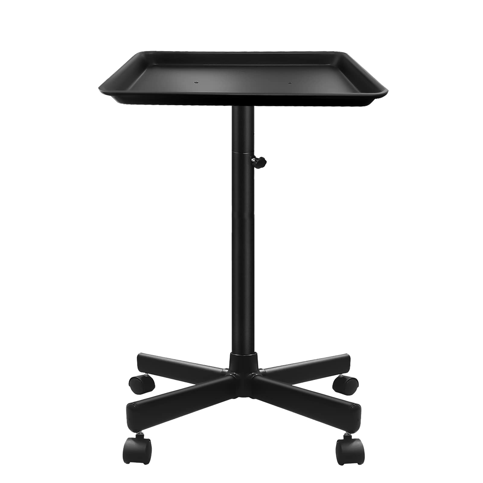 Premium Salon Rolling Tray Cart with Metal Feet & Wheels - Black Aluminum Color/Instrument Tray for Hair, Nail, Tattoo & Spa Professionals - Perfect for Mobile Styling & Salon Organization
