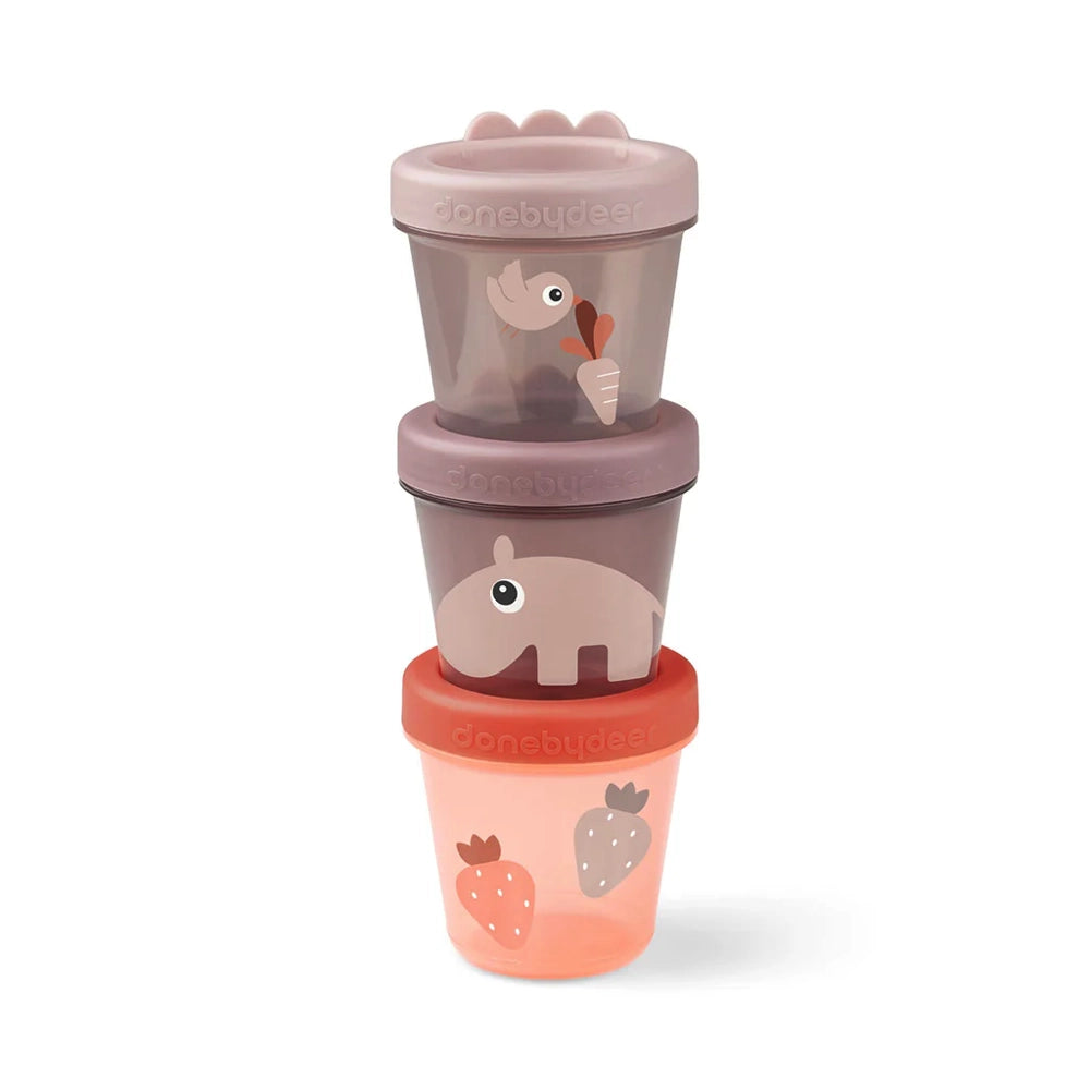 Done by Deer 3-Pack Baby Food Storage Containers with Ozzo Powder - Perfect for On-the-Go Feeding, Travel & Daycare Use