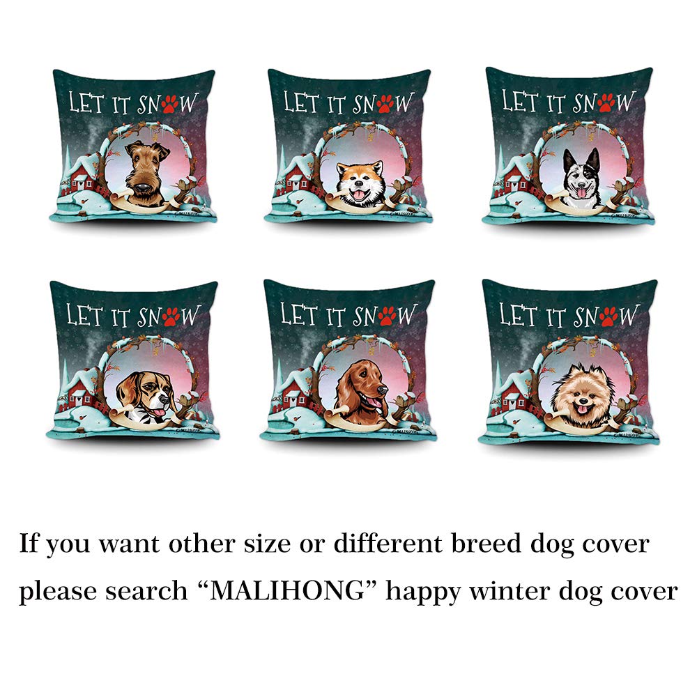 Cute Peeking Dog Boxer Let it Snow Christmas Throw Pillow Cover 20x20 Inch - Happy Winter Holiday Decorative Pillow Case for Sofa, Bed, Couch & Home Decor - Perfect for Christmas Decorations, Winter Home Accents and Cozy Living Room Styling