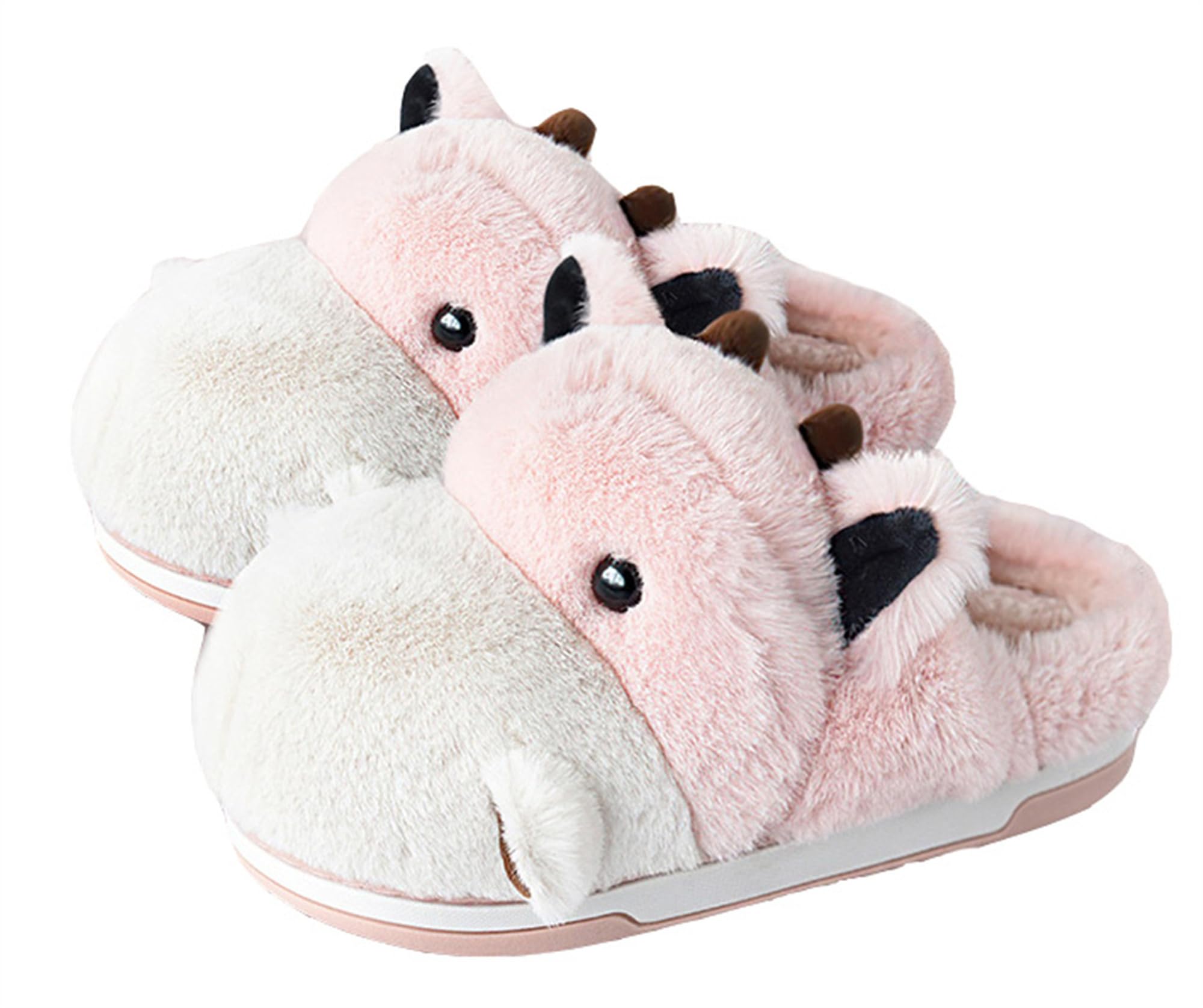LANFIRE Women's Cute Cow Slippers - Plush Animal House Shoes for Winter, Warm Fuzzy Cotton Indoor Slippers for Home, Lounge & Gift Giving