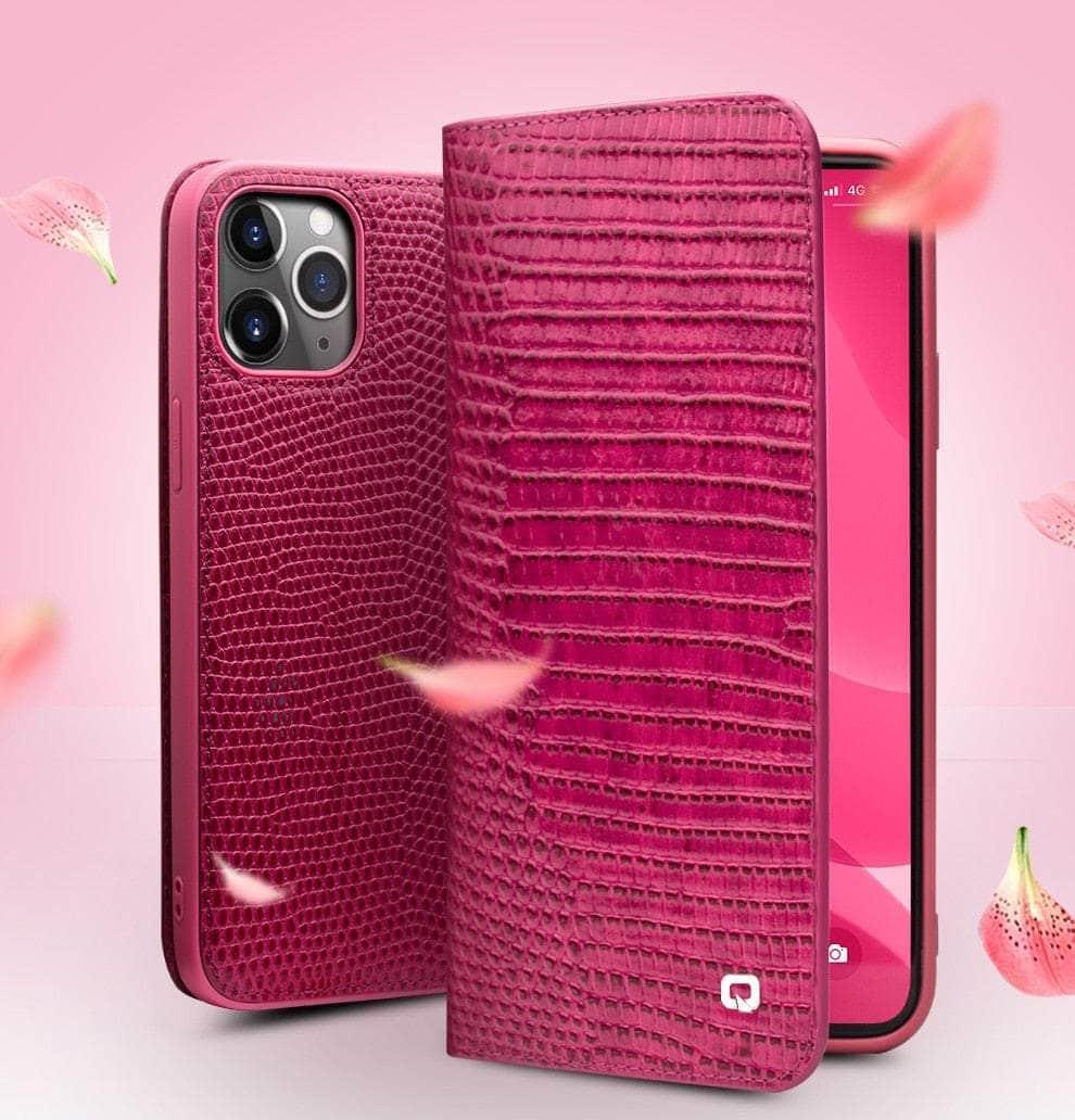 QIALINO Genuine Leather iPhone 13 Case with Card Slots for Women - Slim Wallet Phone Cover for Everyday Use, Travel & Shopping