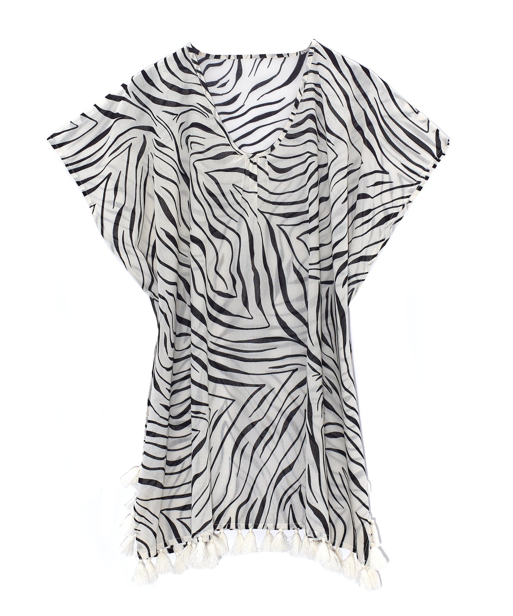 Stylish Zebra Print Caftan Dress for Women - Boho Chic Loose Fit Maxi Dress - Perfect for Beach, Vacation, and Summer Outfits