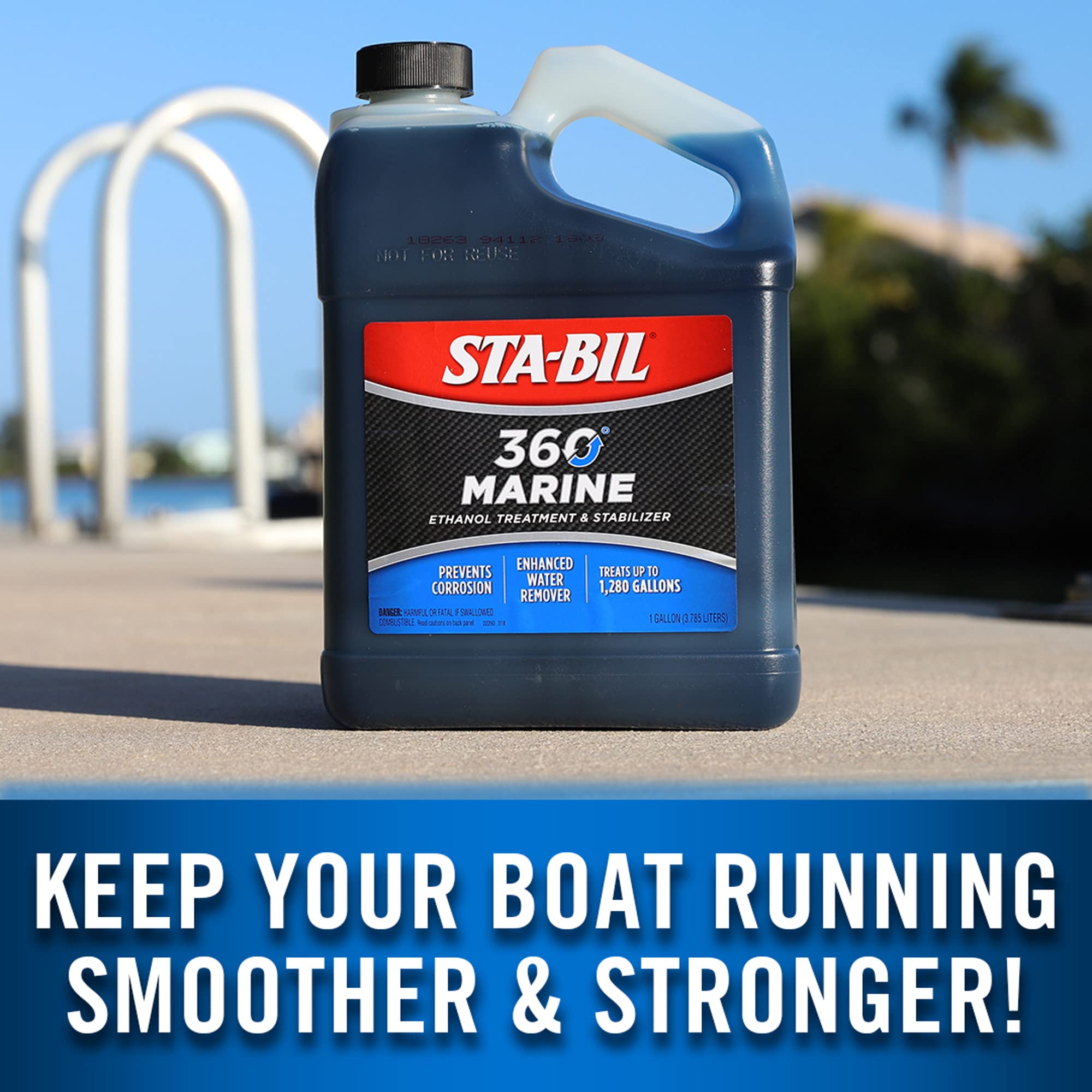 STA-BIL 360 Marine Ethanol Treatment & Fuel Stabilizer - Full Fuel System Cleaner - Fuel Injector Cleaner - Removes Water - Treats 1280 Gallons - 128 Fl. Oz. (22250) - Gold 1 Gallon - Ideal for Boats, Marine Engines & Watercraft Fuel Maintenance