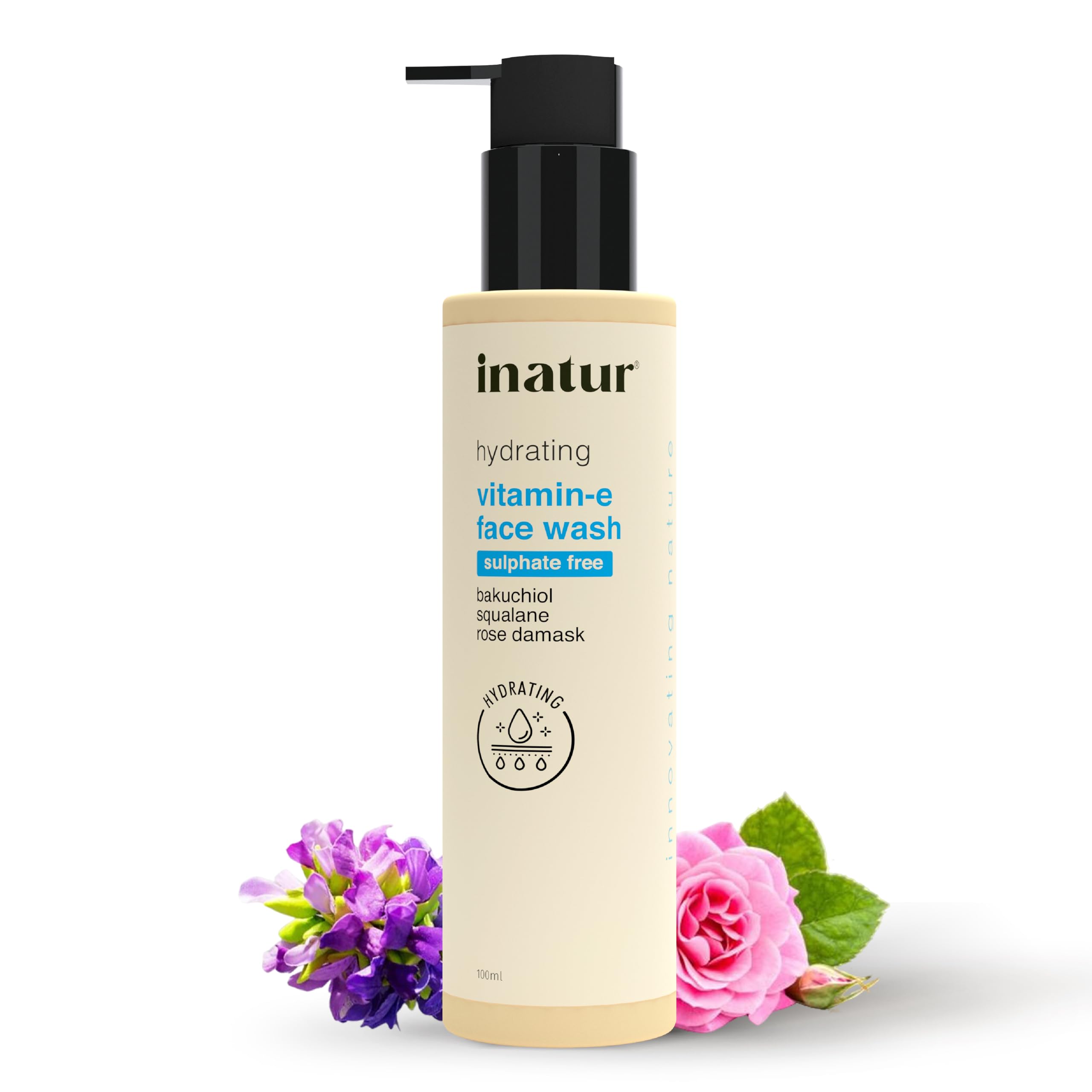 **inatur Vitamin E Face Wash 100ml - Sulfate-Free & Gentle Cleanser for Brightening, Hydrating & Refreshing Skin | Antioxidant & Nourishing Formula for All Skin Types | Soft & Clean Skin for Men & Women | Perfect for Daily Skincare Routine & Travel**