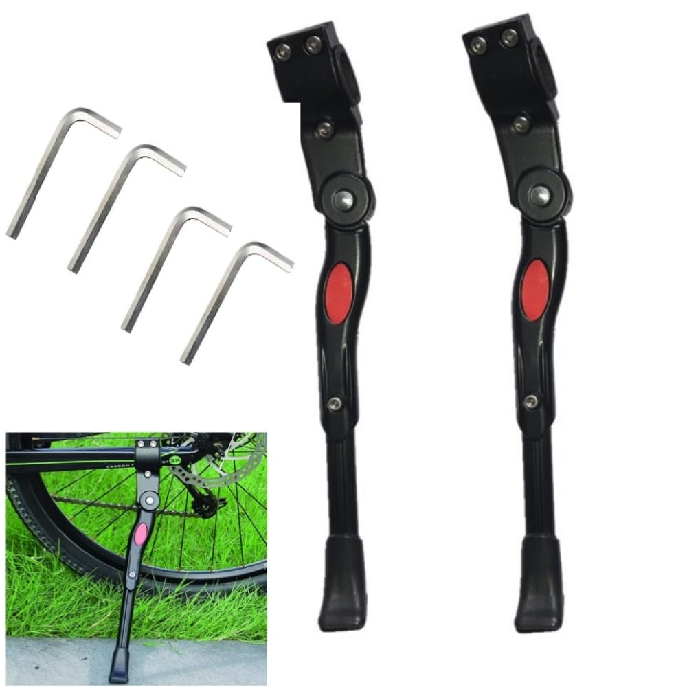 DACUAN 2 Pack Aluminum Alloy Adjustable Bike Kickstand - Non-Slip Rubber Base Bicycle Side Stand for Mountain & Road Bikes | Perfect for Commuting, Cycling Tours & Outdoor Adventures
