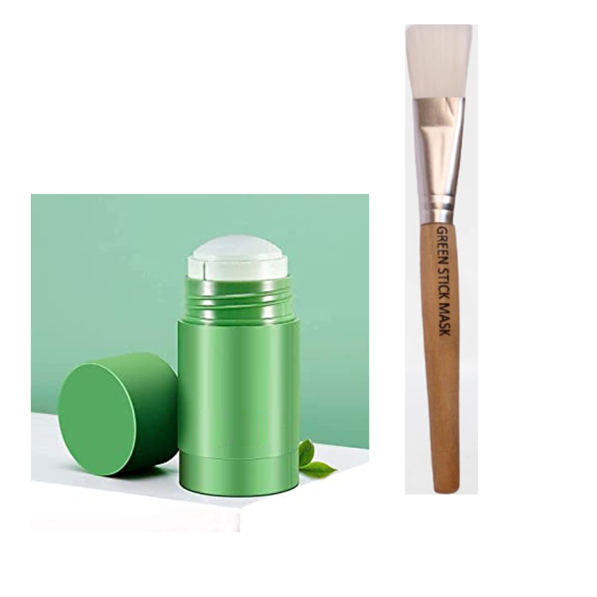 Blackhead Remover & Purifying Extractor Stick with Applicator Brush - Green Face Mask Combo (Pack of 2) for Deep Cleansing & Pore Treatment | Perfect for Spa Days & At-Home Skincare Routines