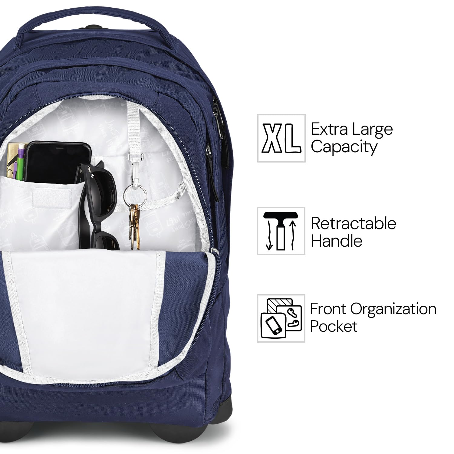 JanSport Driver 8 Wheeled Rolling Backpack - 15-Inch Laptop Travel Bag with Durable Wheels & Adjustable Handle, Perfect for School, Business Trips & Airplane Carry-On (Cosmic City)