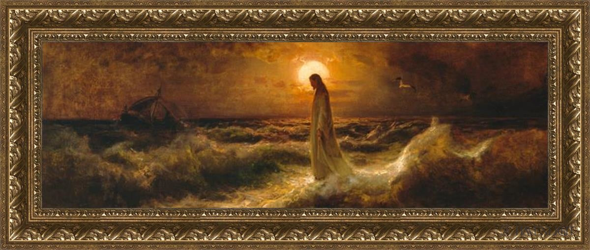 Christ Walking On The Water - Religious Wall Art Decor for Home, Church & Office - Inspirational Christian Painting for Faith-Based Interiors