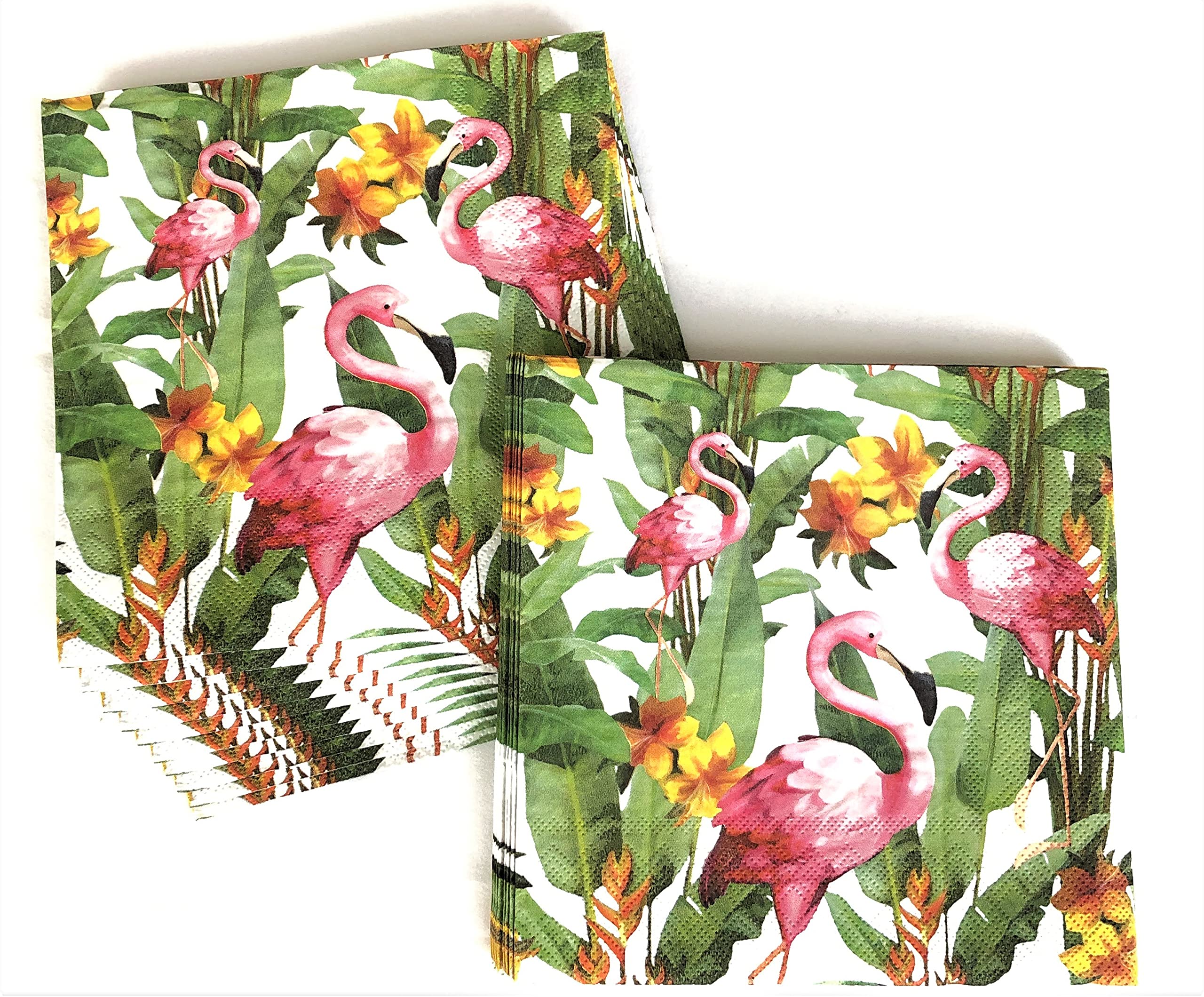 20-Count 13x13 Flamingo Paper Napkins - Tropical Bird Floral Decorative Napkins for Fall, Thanksgiving & Decoupage | Perfect for Parties, Dining & DIY Crafts