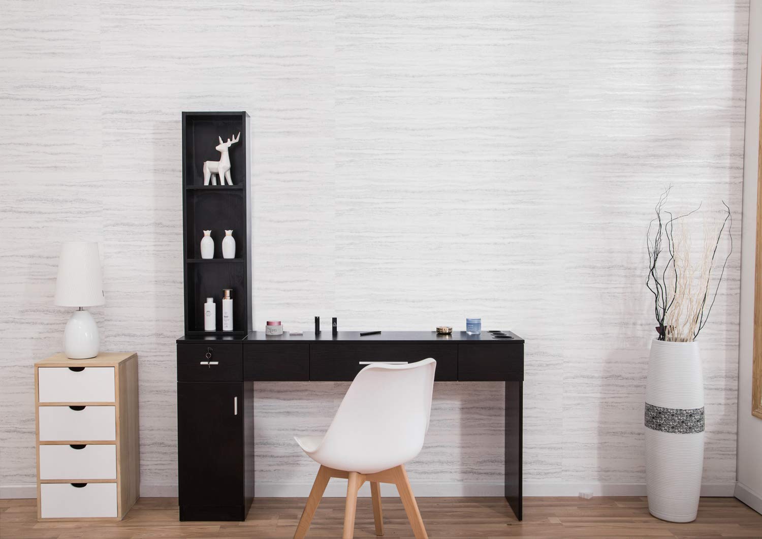 BarberPub Wall Mount Hair Styling Station with 3 Locking Hair Dryer Holders - Professional Salon & Spa Equipment for Barbershops, Home Salons & Grooming Stations (Model 3046)