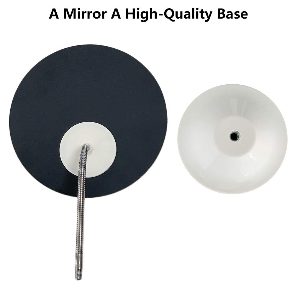 YEAKE Adjustable Flexible Gooseneck Makeup Mirror with Stand - 360° Rotation, Folding Portable Desk Vanity Mirror for Shaving, Cosmetic & Shower Use - Large Round Mirror for Home & Travel