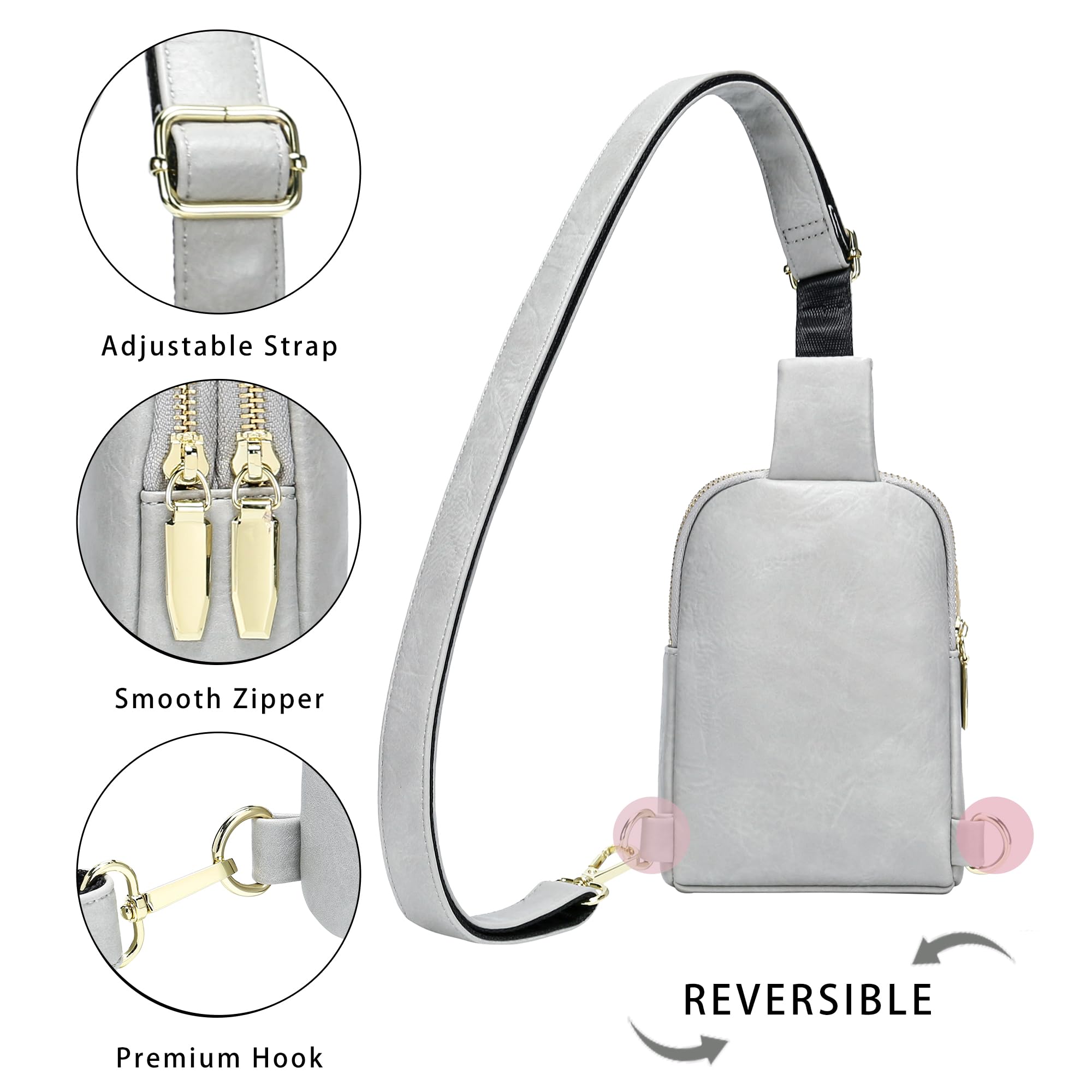 INICAT Genuine Leather Crossbody Bag for Women - Stylish Small Sling Bag Fanny Pack - Perfect for Travel, Shopping & Everyday Use