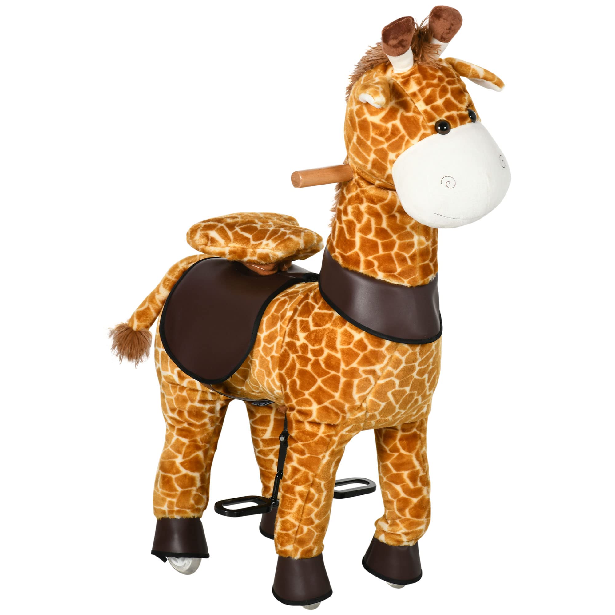 Qaba Rocking Horse for Toddlers - Giraffe Ride-On Pony Toy with Wheels for Kids Ages 3-6 Years - Yellow - Perfect for Indoor Play, Birthday Gifts & Early Childhood Development