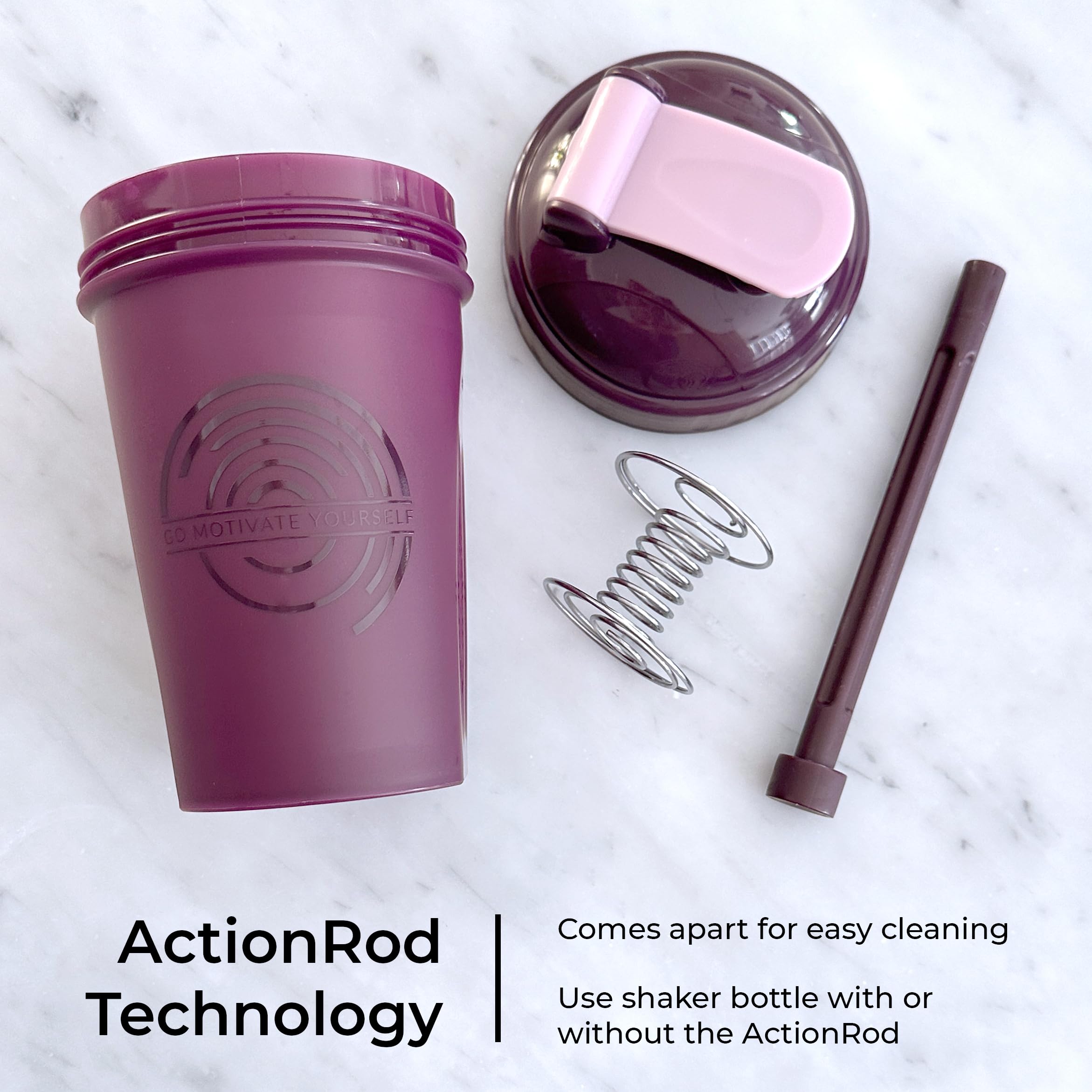 GOMOYO 20 oz Protein Shaker Bottles 4-Pack - Leakproof Blender Bottle for Women with 4 Wire Whisk Mixers - Dishwasher Safe BPA-Free Gym Shaker Cup Set in Pink & Purple - Perfect for Protein Shakes, Pre-Workout Drinks & Smoothies