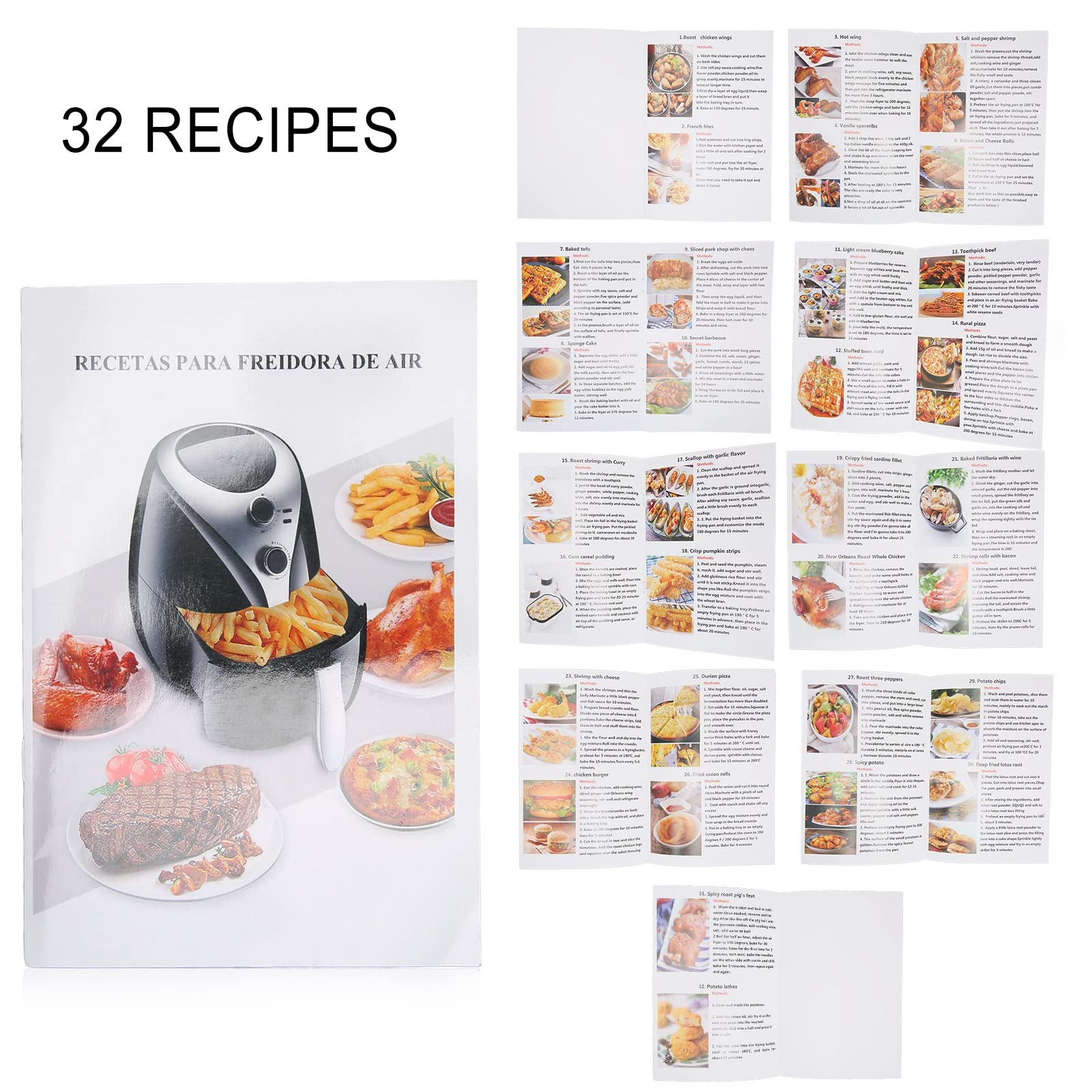 **Air Fryer Cookbook with 32 Easy Recipes - Illustrated Cooking Guide & Cheat Sheet Magnets - Best Air Fryer Accessories for Quick Meals - Perfect for Busy Families & Healthy Cooking**