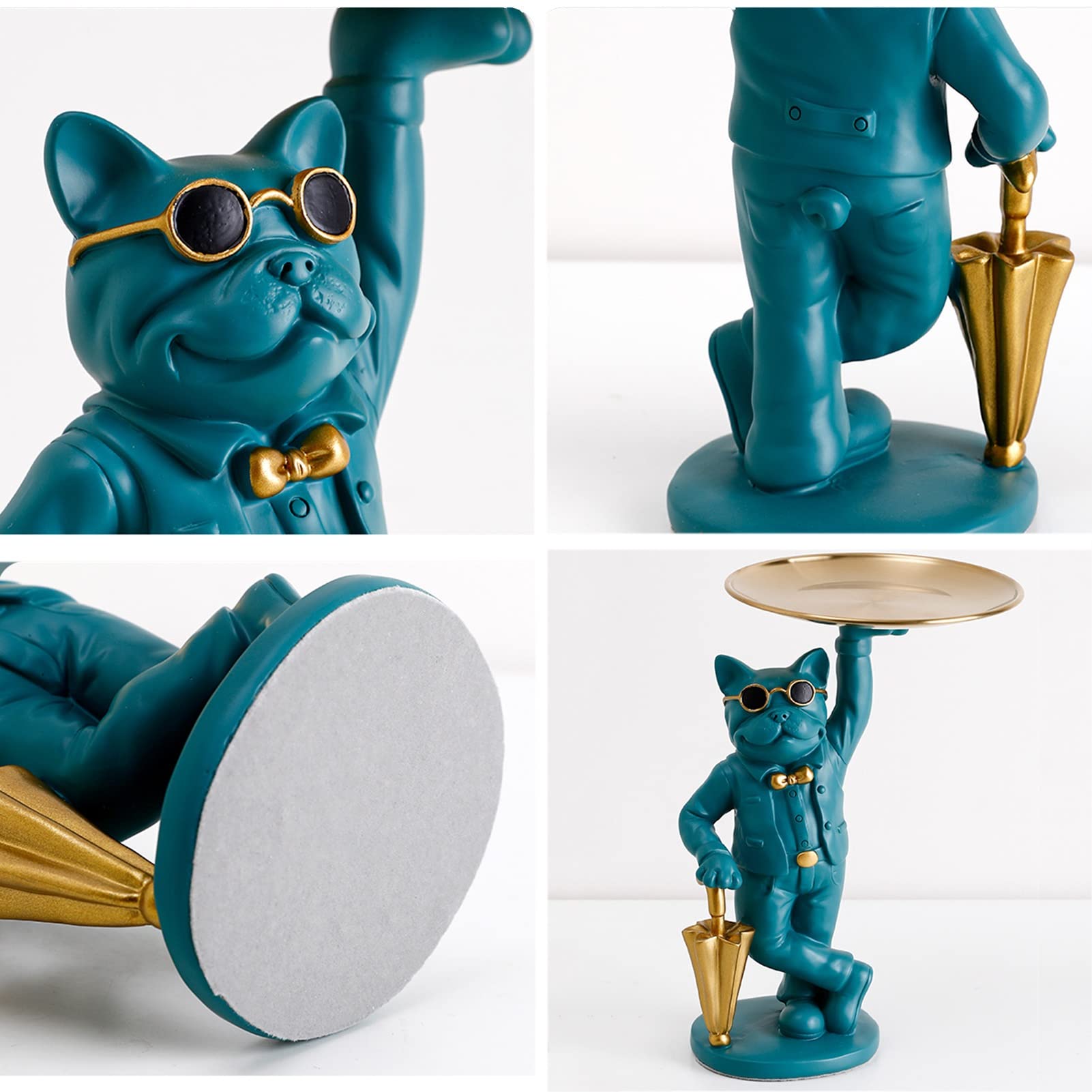 Modern Resin Dog Sculpture with Storage Tray - Black Home Decor Statue for Jewelry, Keys & Candy | Desktop Organizer & Artistic Home Accent | Perfect for Living Room, Office & Gift Giving