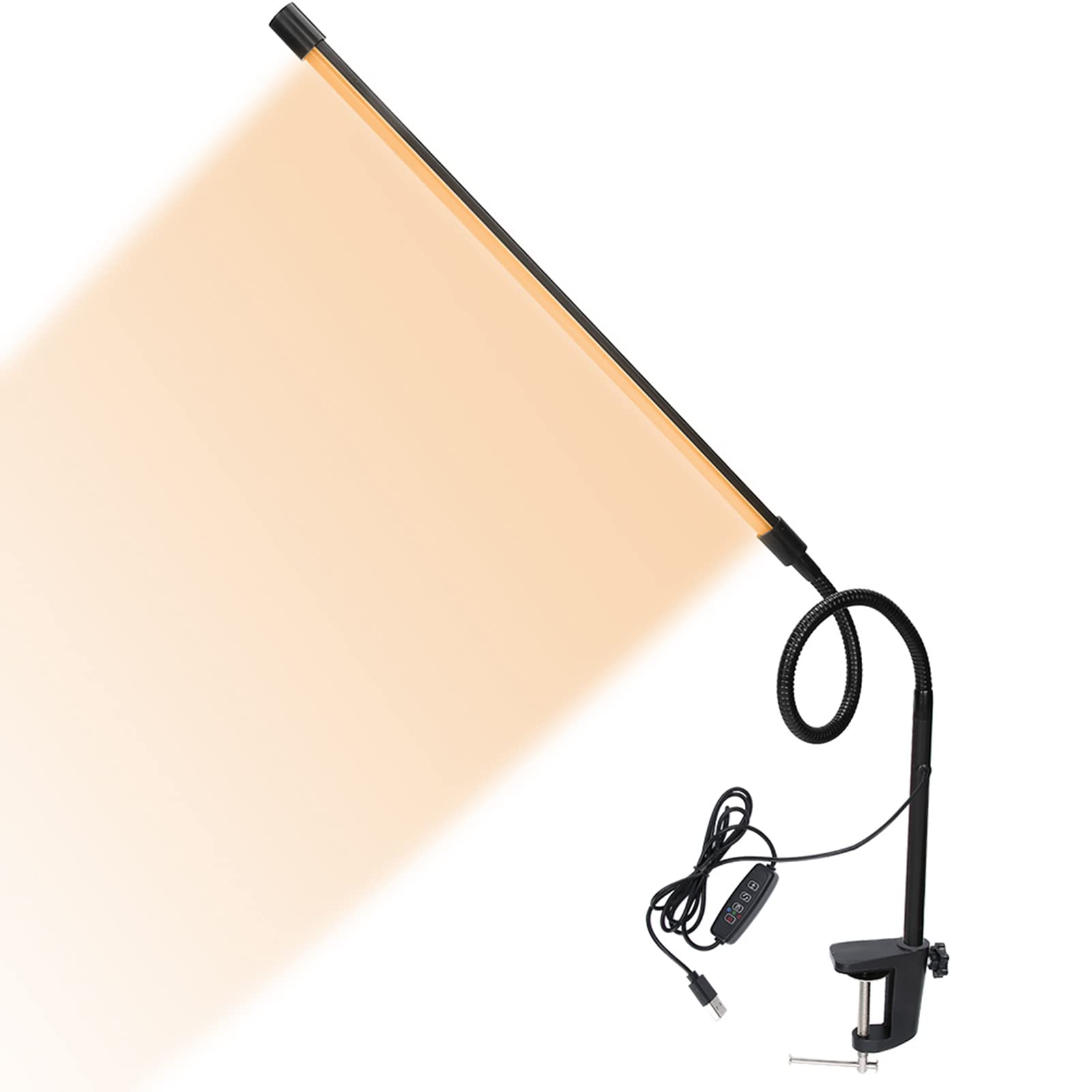 EXCLUZO Long Arm Desk Lamp with Multi-Angle Adjustment & Dimmable Light - 360° Flexible Bendable for Nail Art, Eyelash Extensions, Makeup, Reading & Office Work