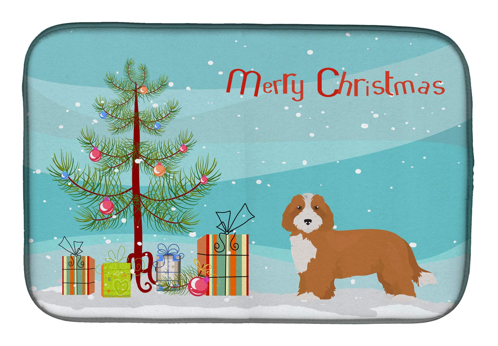 Doxiepoo Christmas Tree Dish Drying Mat - Absorbent Kitchen Counter Mat for Holiday Decor