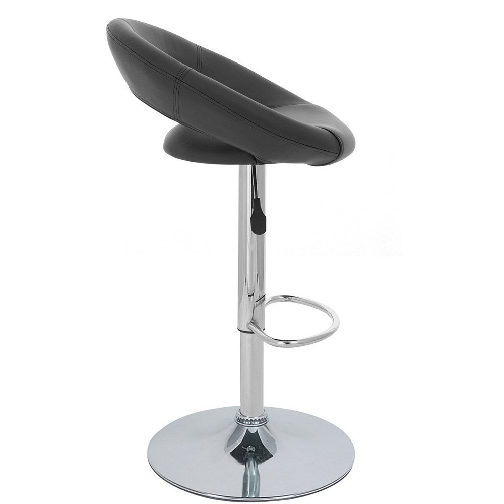 Rho Leather Modern Adjustable Height Bar Stool - Black Licorice, Perfect for Kitchen Island & Home Bar