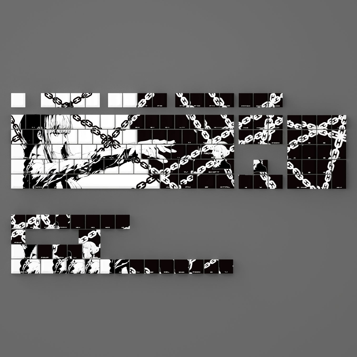 Chainsaw Man Makima Keycaps - PBT Material, Factory Height, Side Engraved & Transparent Design for Custom Mechanical Keyboards | Perfect for Gaming, Typing & Anime Fans