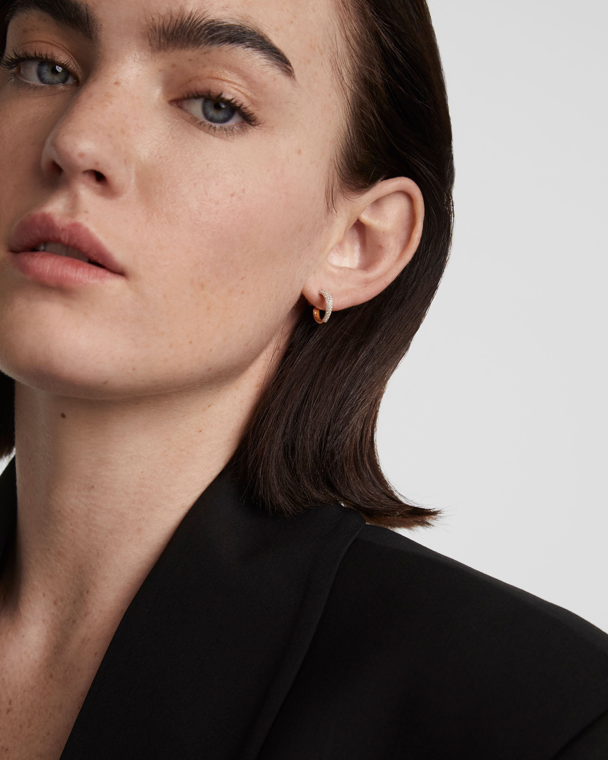 14K Gold Diamond Mini Hoop Earrings for Women - Elegant & Dainty Soho Style for Everyday Wear & Special Occasions