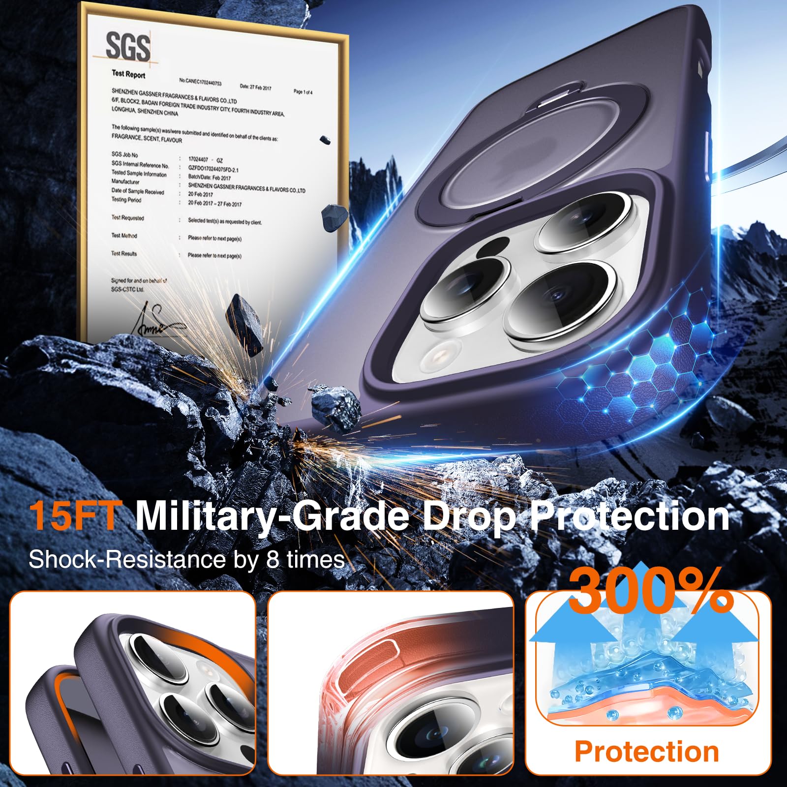 360° Magnetic O-Ring Stand Case for iPhone 13 Pro Max - Purple | Military Shockproof & MagSafe Compatible | Perfect for Hands-Free Viewing