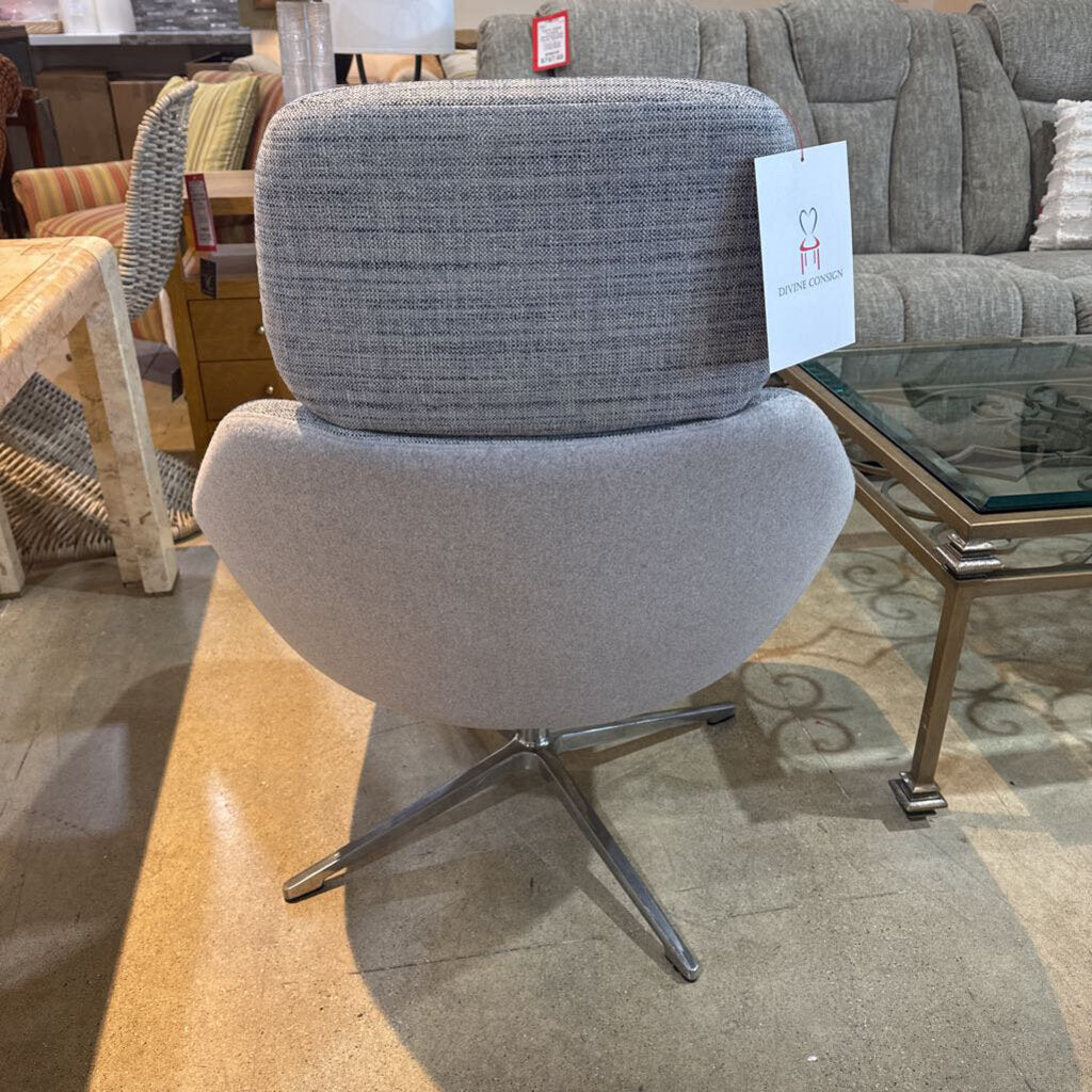 Allermuir Fabric Open Swivel Lounge Chair - Gray Modern Office Chair 30