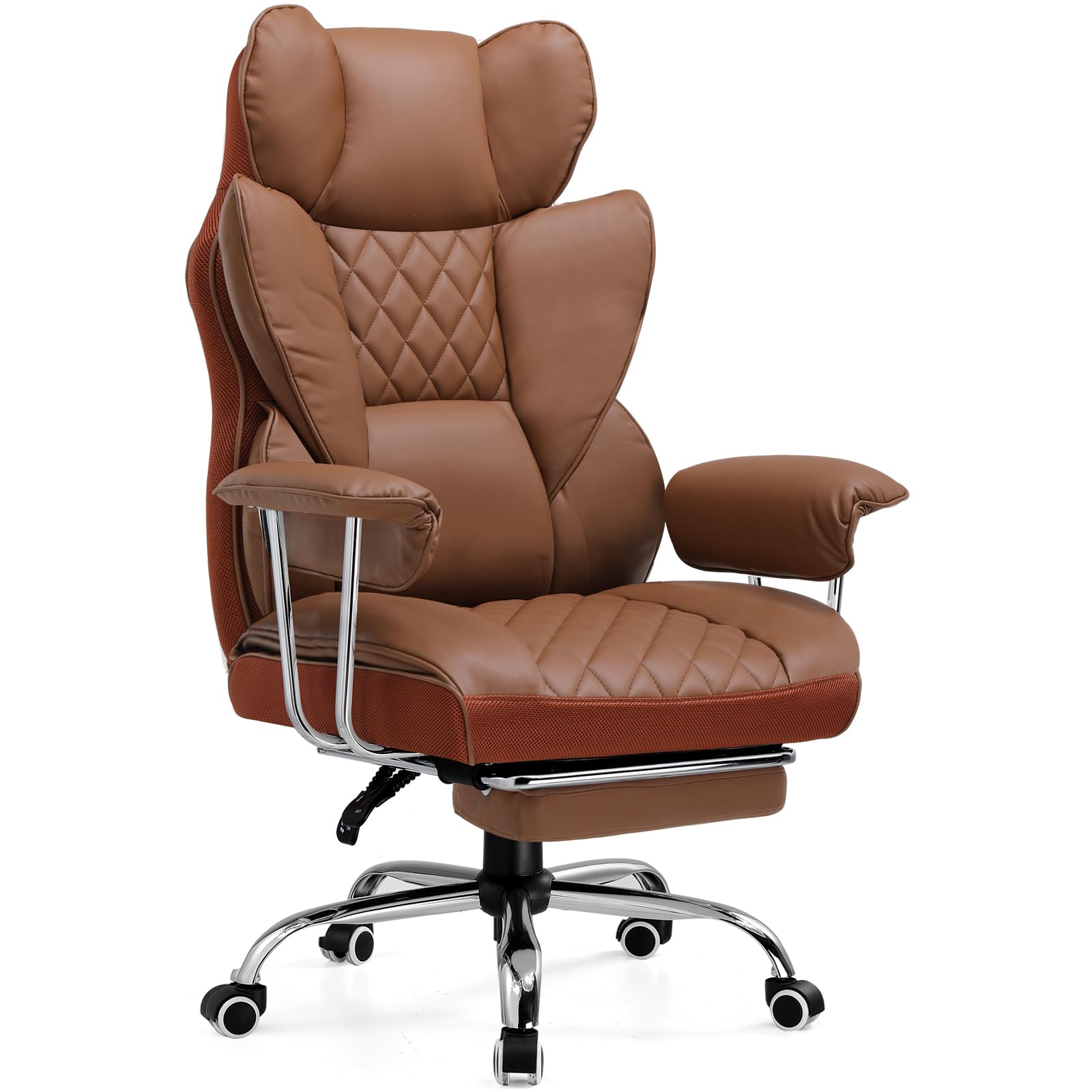 COMHOMA Big and Tall Office Chair - High Back Ergonomic Executive Chair with Footrest & Lumbar Support | Premium Leather Gaming Chair for Home & Office | Perfect for Long Work Hours, Gaming Sessions and Relaxation