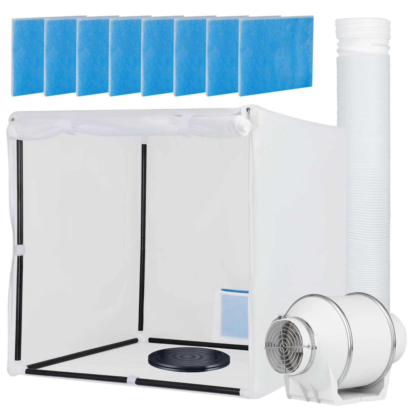Siebwin 30x30x30 Inch Portable Airbrush Spray Booth Kit - Powerful Duct Fan, Filter Hose & Turntable for Model Painting, Crafts, Nail Art & DIY Projects | Perfect for Hobbyists & Professional Artists