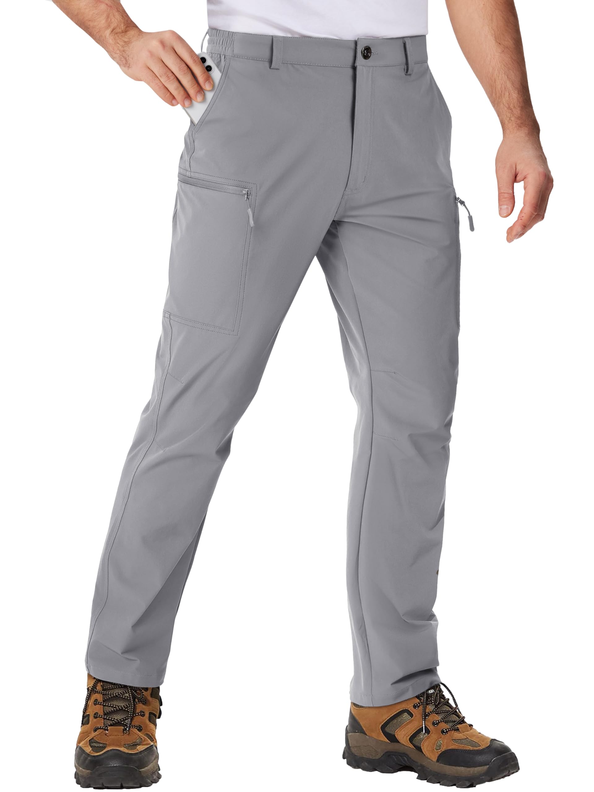 TACVASEN Men's Hiking Pants - Lightweight Quick Dry Tactical Work Pants with 6 Pockets, Water Resistant Ripstop Outdoor Trekking Pants for Camping, Hiking & Adventure Activities