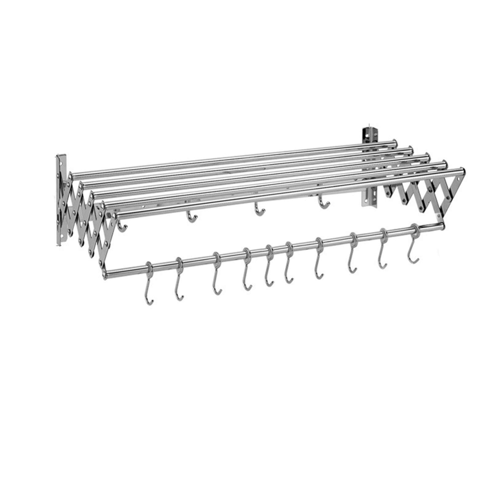 Expandable Wall Mounted Drying Rack - Retractable Clothes Hanger for Bathroom & Laundry Room - Space Saving Foldable Design (10 Hooks, 60cm/23.6in) - Perfect for Small Apartments, Dorms & Tight Spaces