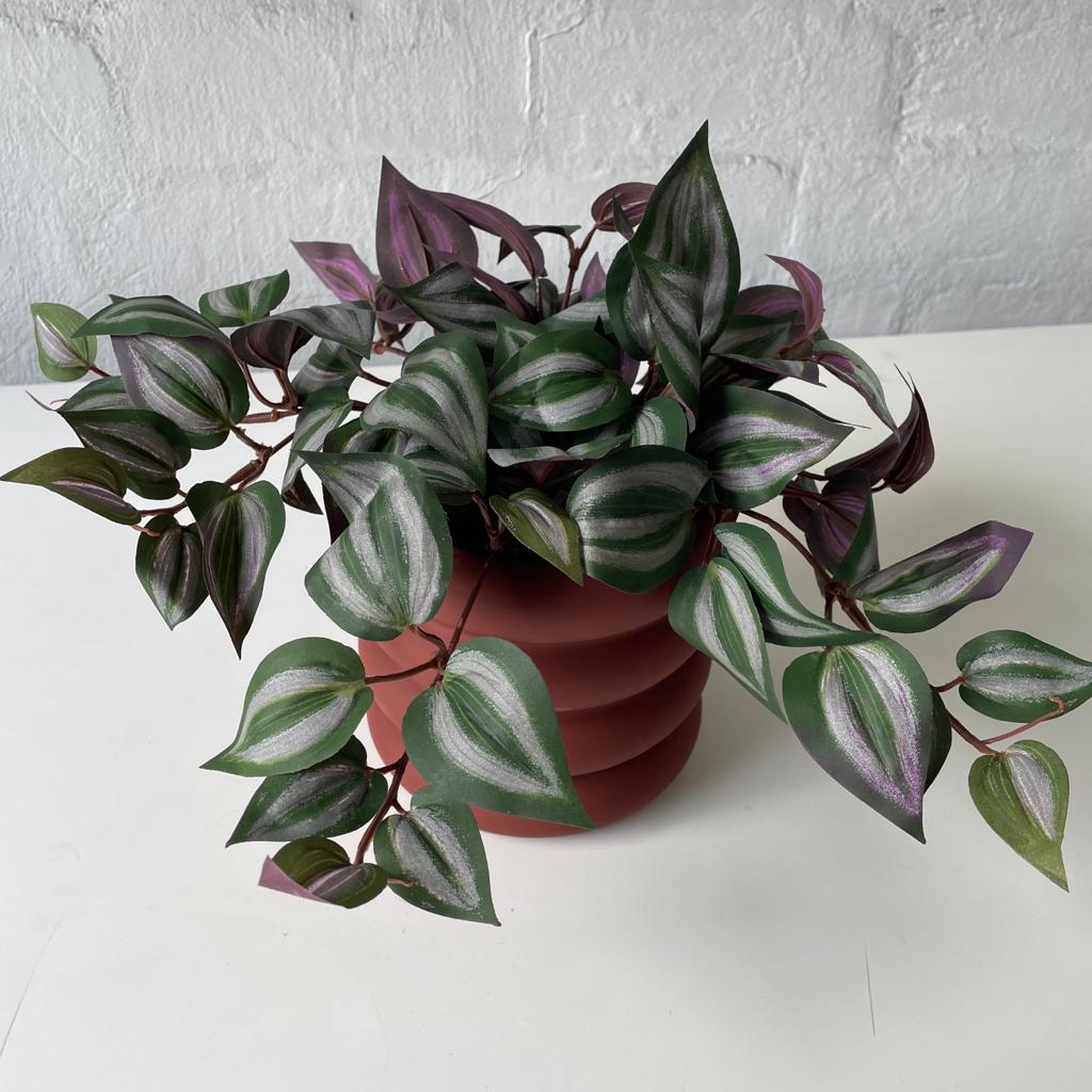 Artificial Wandering Dude Plant - Purple Tradescantia Fluminensis Fake Hanging Vine for Home Decor, Office & Indoor Greenery