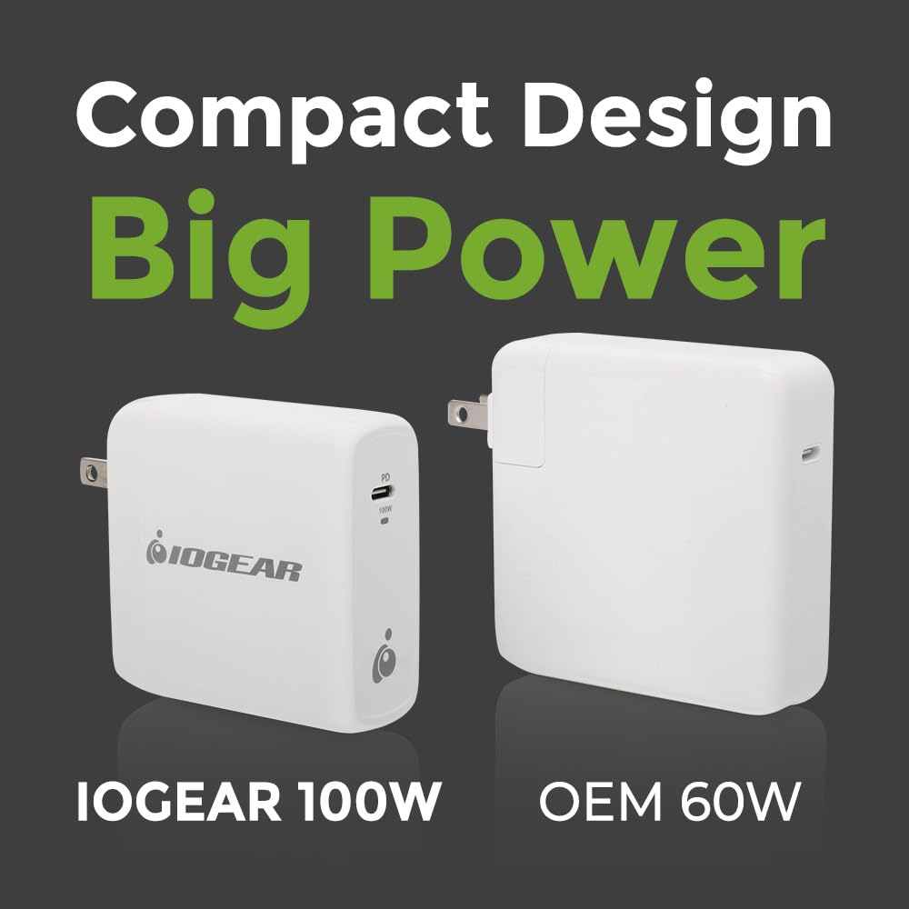GearPower 100W USB C GaN Fast Charger - Compact & Powerful PD 3.0 Wall Charger for MacBook Pro, iPhone 15, iPad, Samsung Galaxy - Perfect for Travel, Office & Home Use