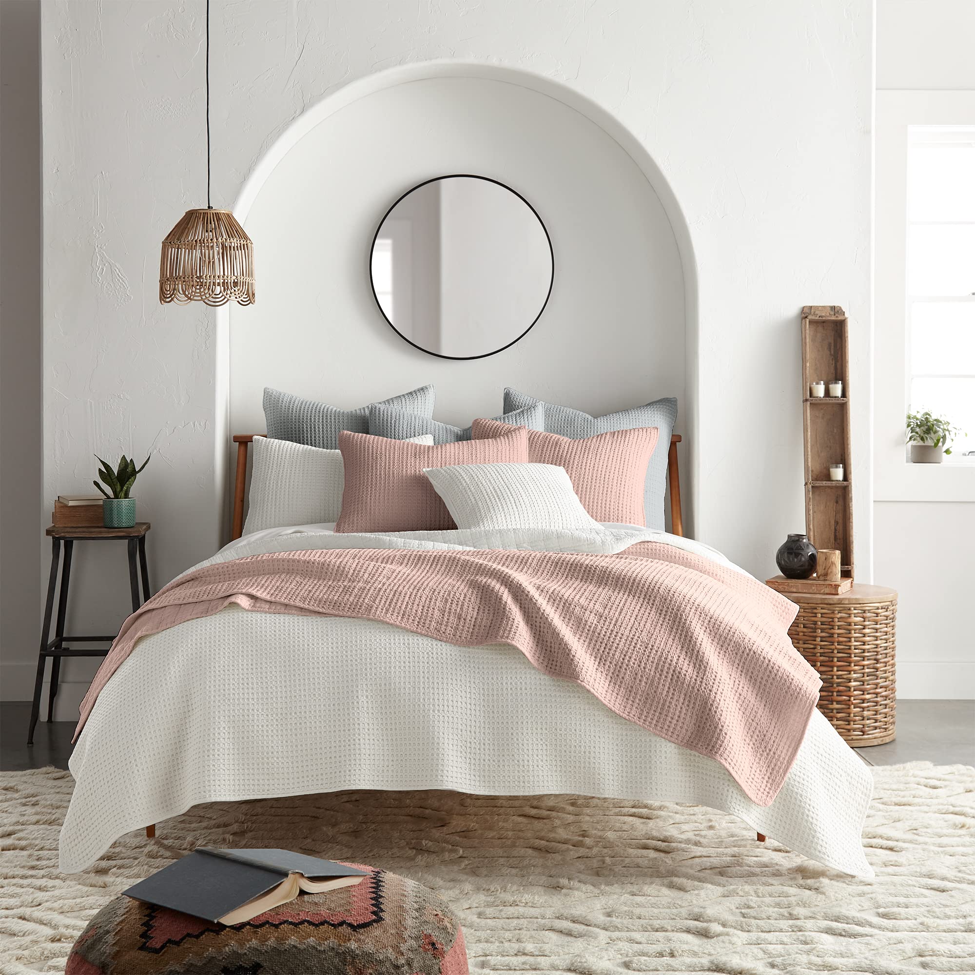 Levtex Home Mills Waffle King/Cal King Quilt Set - Cream Cotton Waffle Bedding - 106