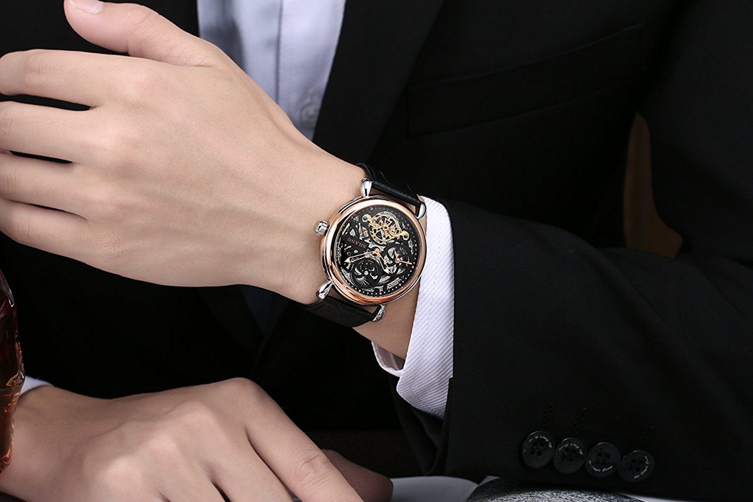 WhatsWatch 2017 Premium Automatic Men's Watch - Fashionable Skeleton Dial, Waterproof Design, Luxury Stainless Steel Band - Perfect for Business, Casual & Outdoor Activities