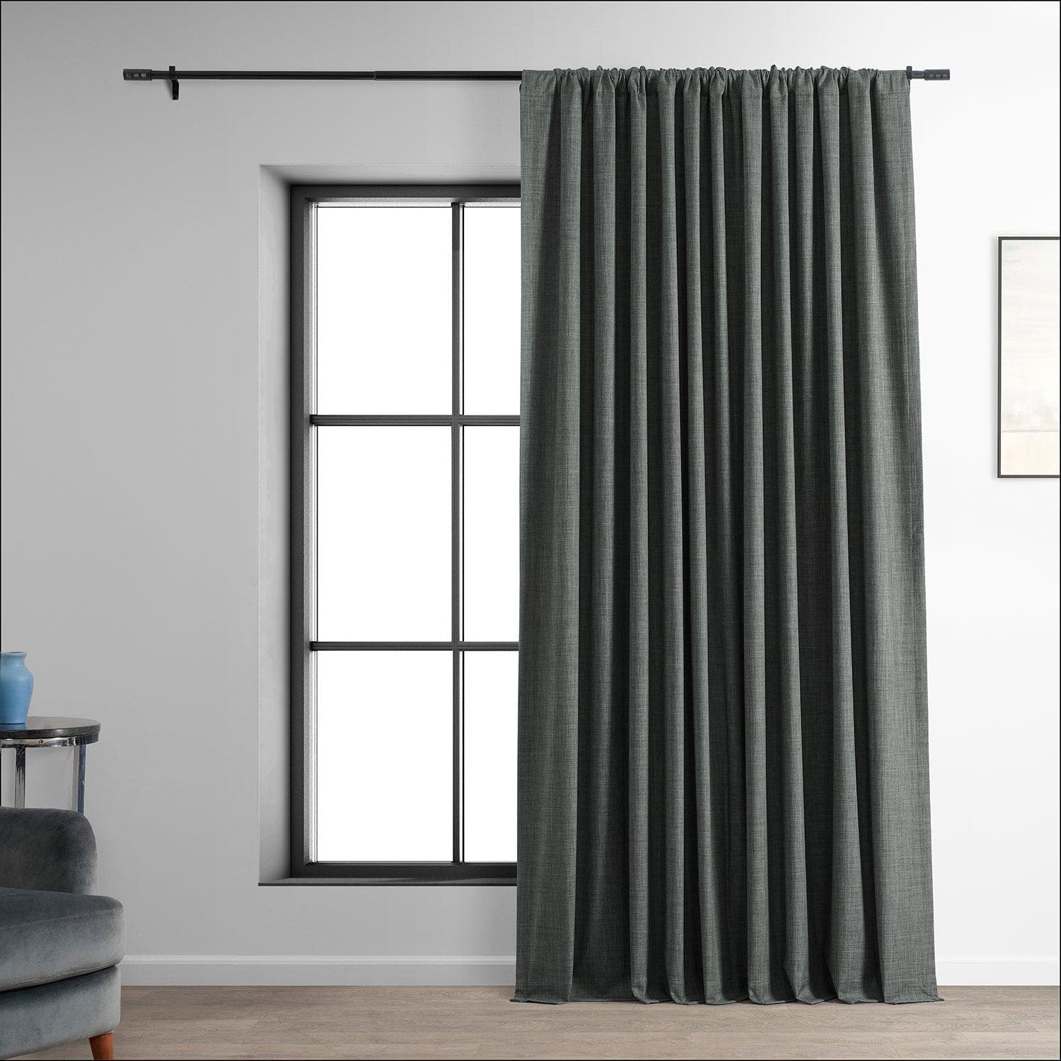 Premium Dark Grey Blackout Curtains - Extra Wide Thermal Insulated Linen Drapes for Hotels, Bedrooms & Home Theater - Noise Reducing & Energy Efficient Window Treatments