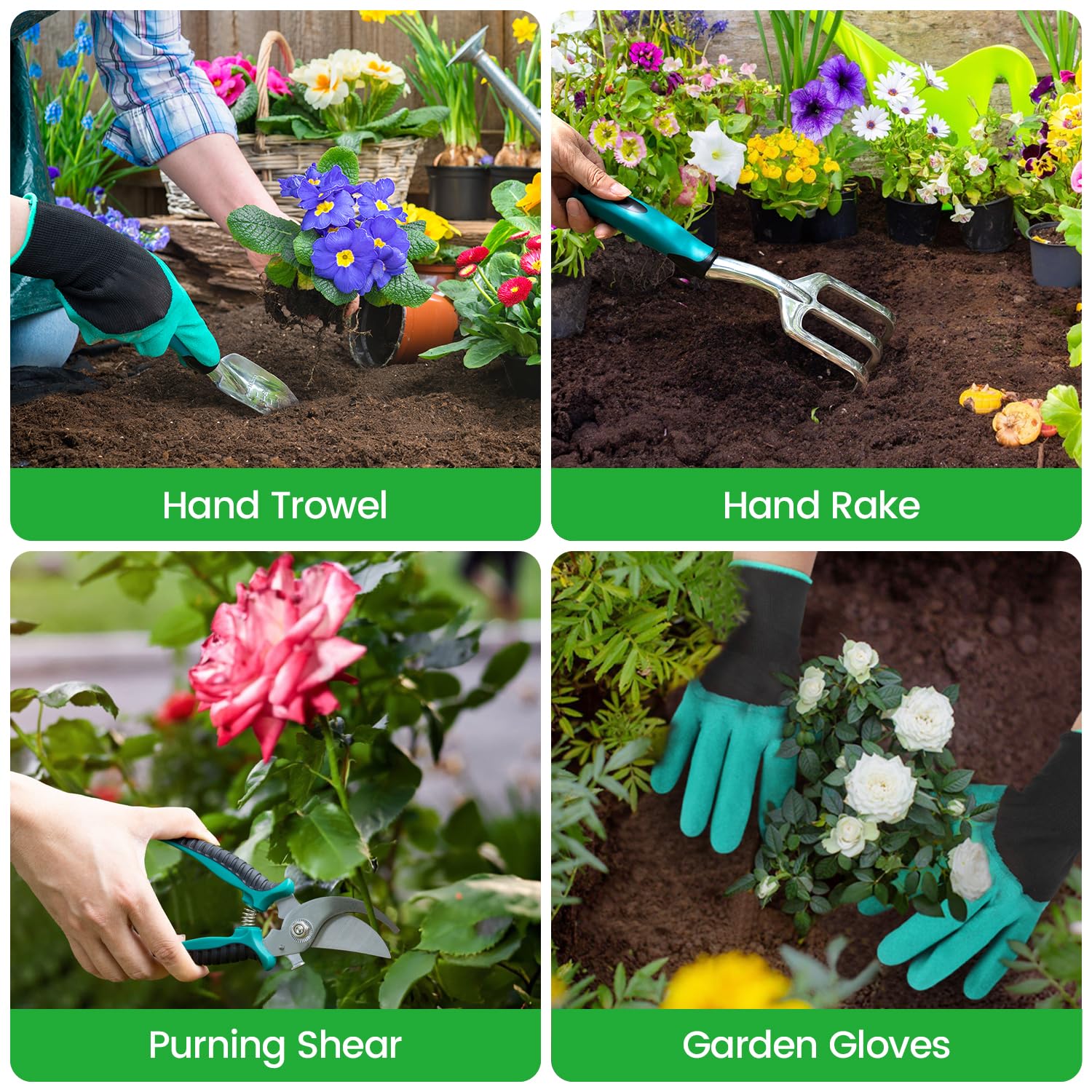 **9-Piece Heavy Duty Garden Tool Set with Durable Tool Bag - Rust-Proof Aluminum Gardening Supplies for Women & Men - Perfect for Planting, Weeding, and Landscaping**