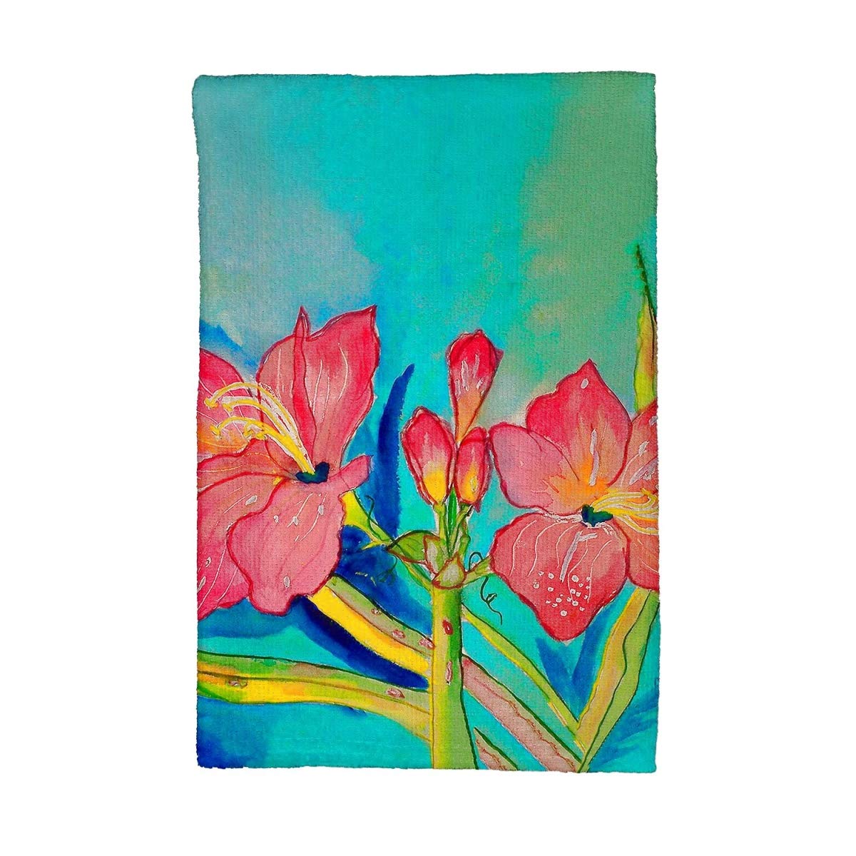 Betsy Drake KT233 Pink Amaryllis Kitchen Towel Set - Absorbent Cotton Dish Towels for Drying Dishes, Cleaning & Decor - Perfect for Kitchen, Bathroom & Housewarming Gifts