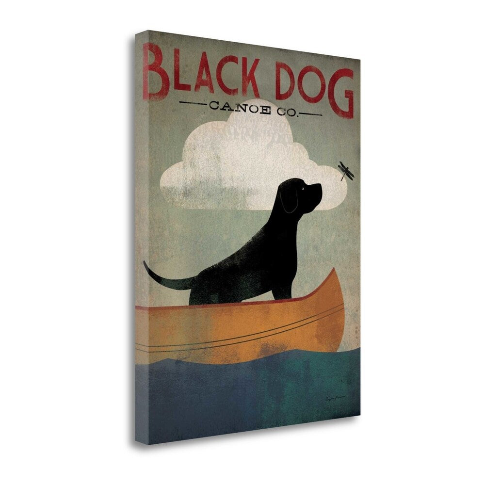 Black Dog Canoe Fine Art Print by Ryan Fowler - Premium Giclee on Gallery Wrapped Canvas - Ready to Hang Wall Decor for Living Room, Bedroom & Office