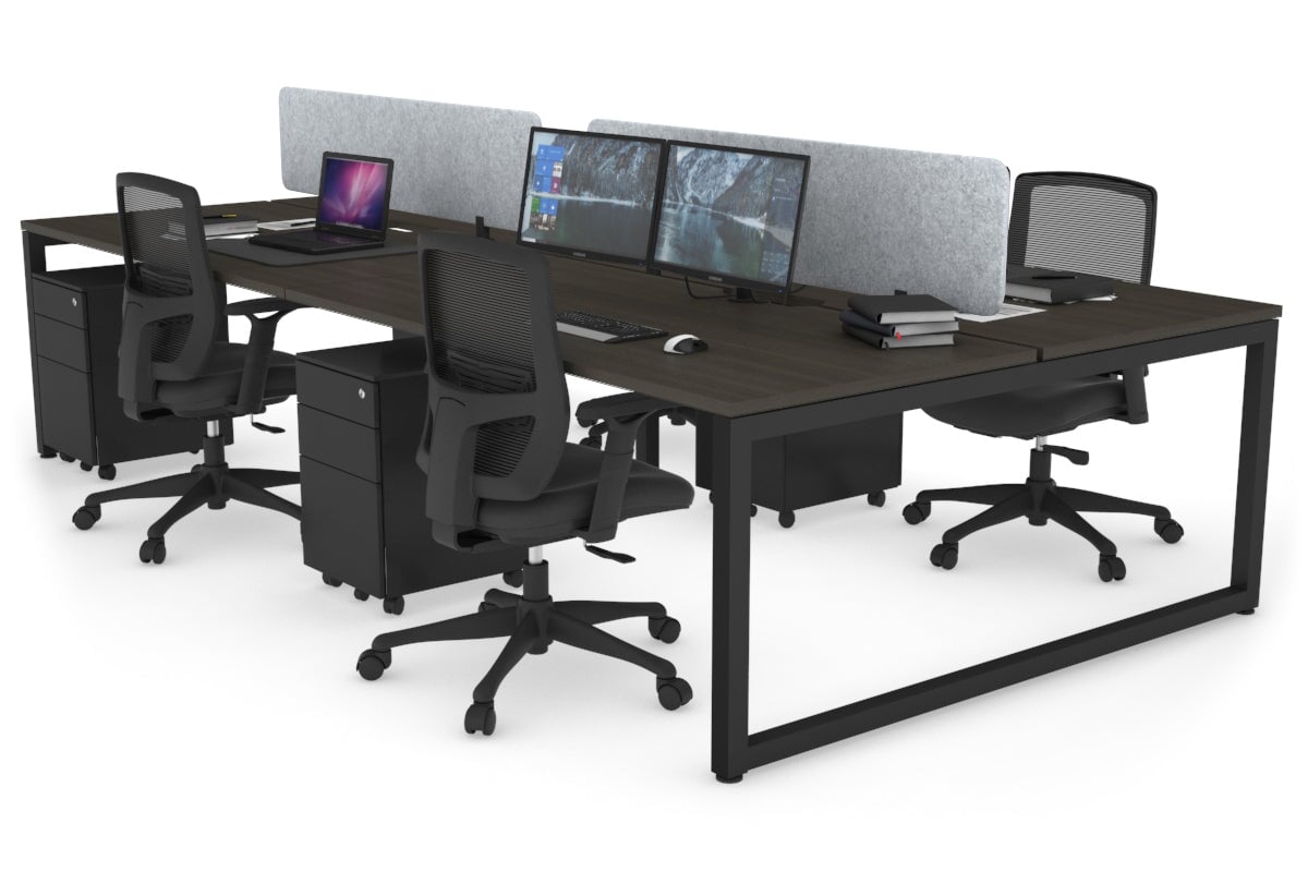 Quadro Loop Legs 4-Person Office Workstation - 1400L x 800W with Cable Management Scallop - Perfect for Collaborative Workspaces & Open Office Environments