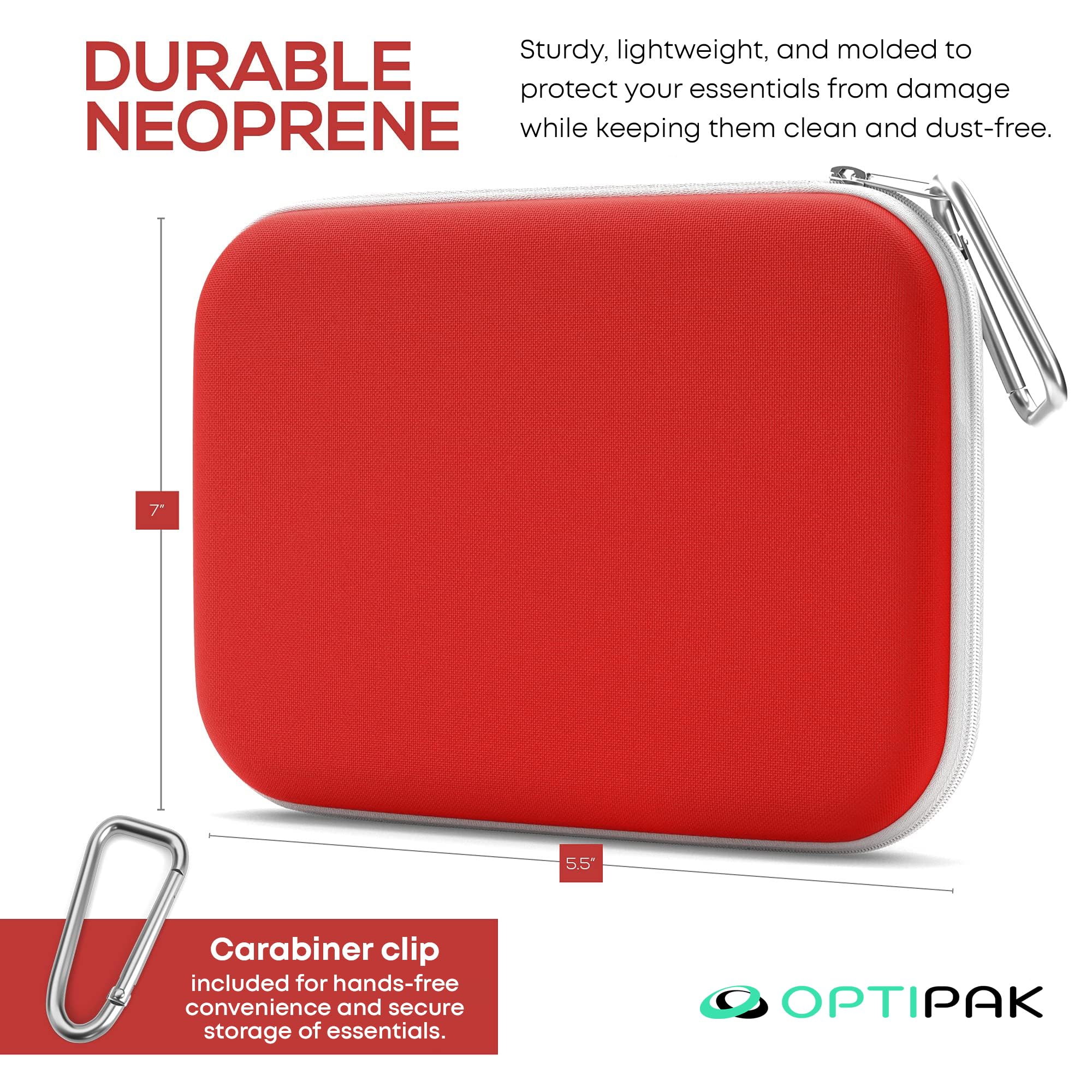 Slim Multipurpose Neoprene Makeup Bag with Zipper Pouch & Carabiner Keychain - Portable Travel Cosmetic Organizer for Women | Perfect for Daily Essentials, Gym, Travel & On-the-Go Use